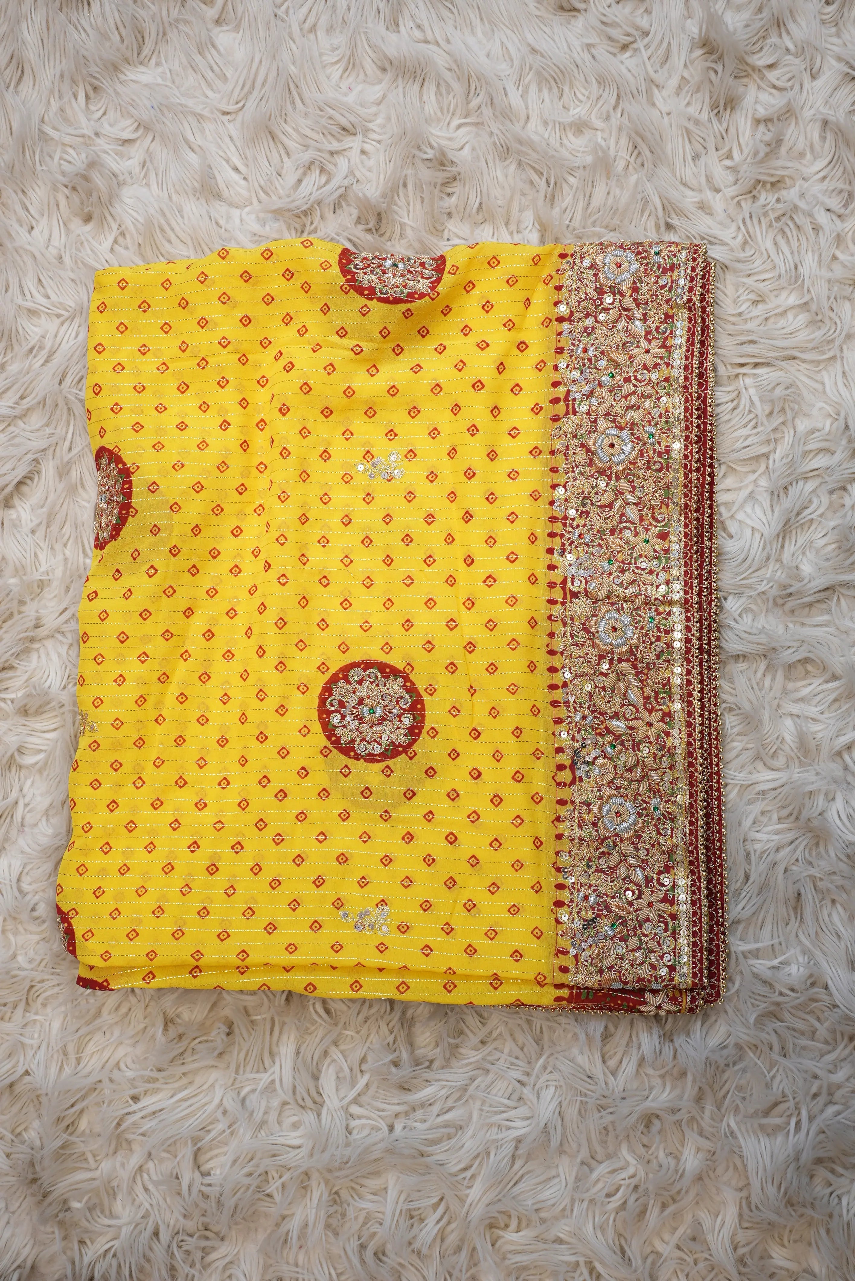 Zardosi Handwork Bandhani Design Traditional Pila