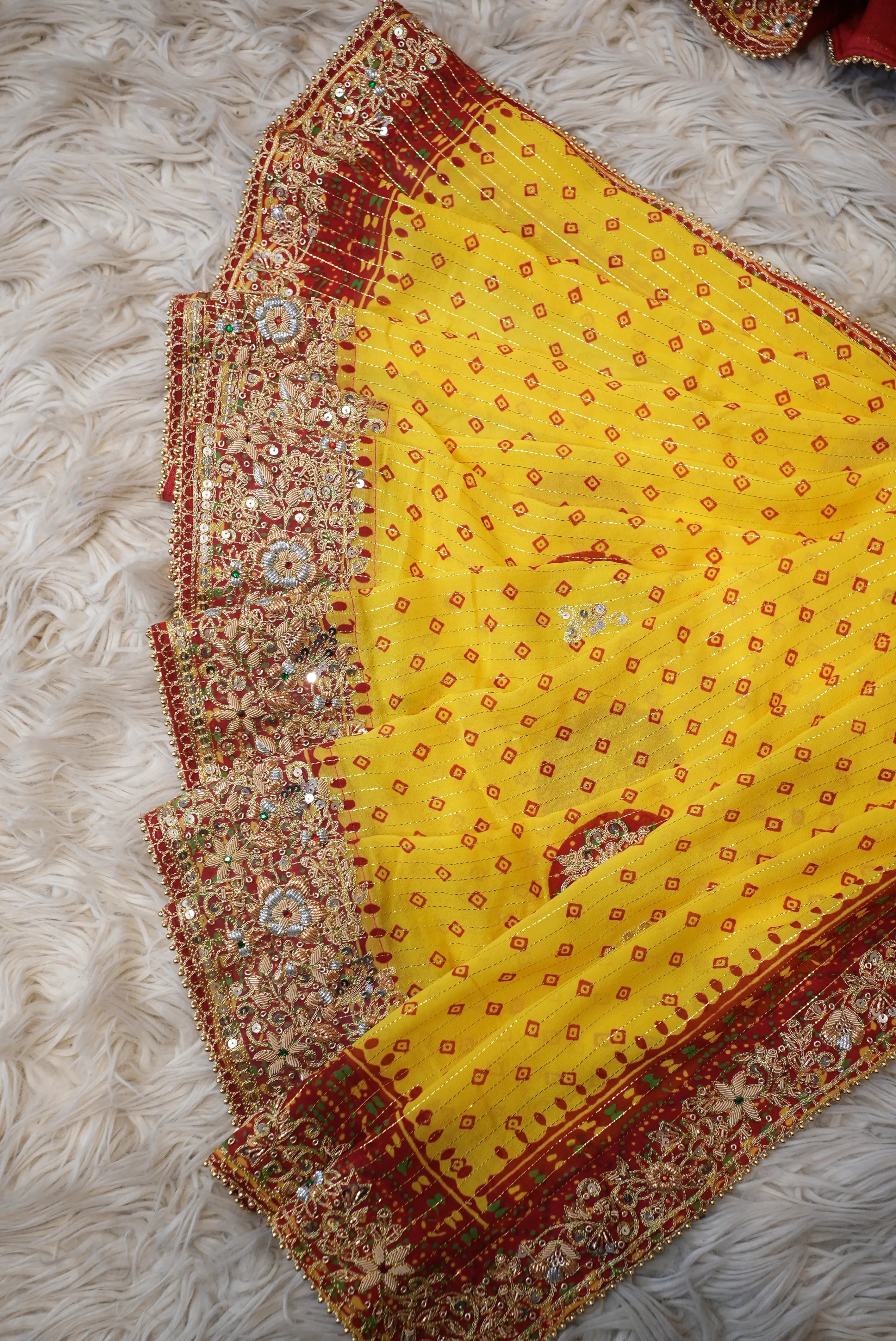 Zardosi Handwork Bandhani Design Traditional Pila