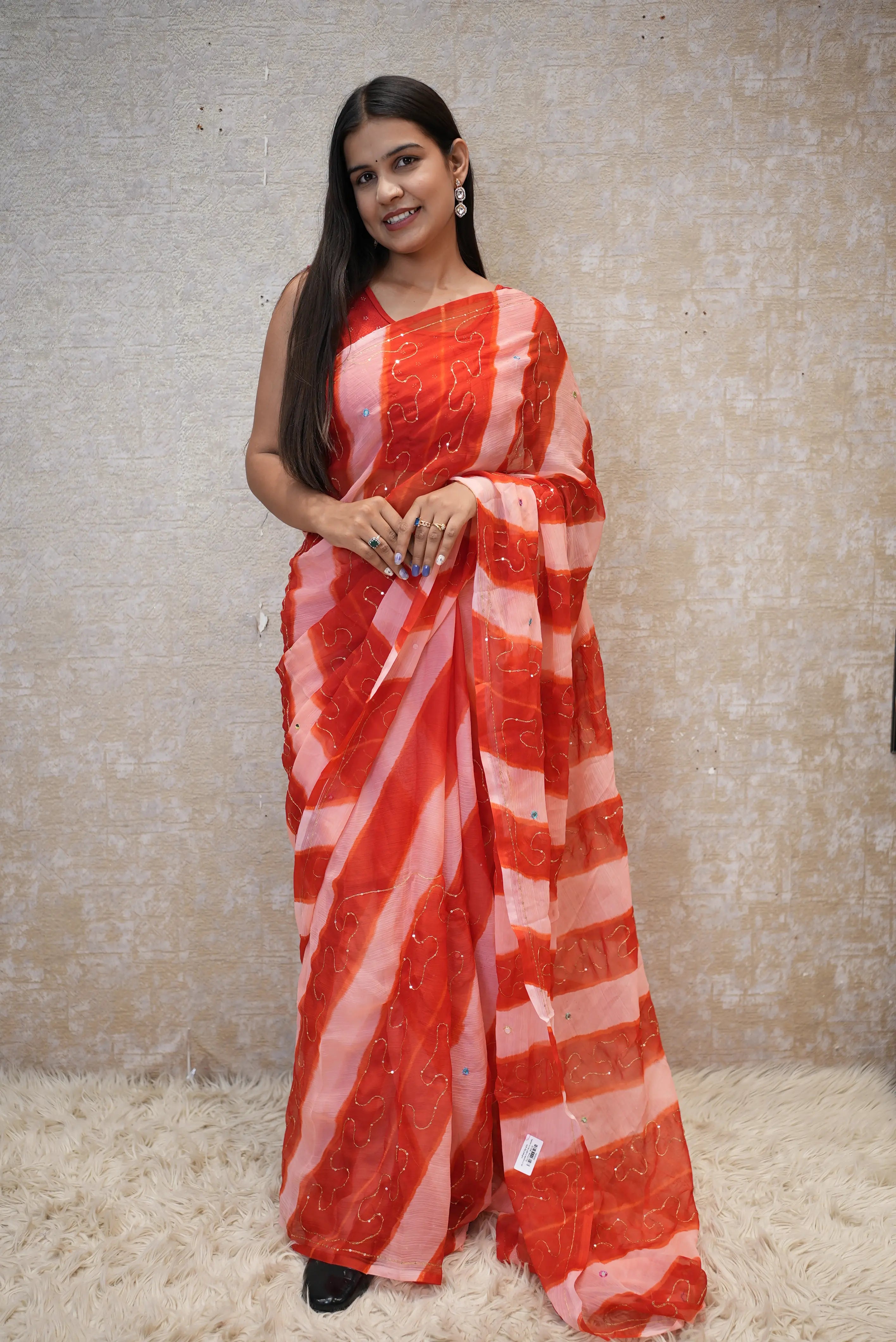 Royal Ciffon Lehariya Pattern Darbari Saree
