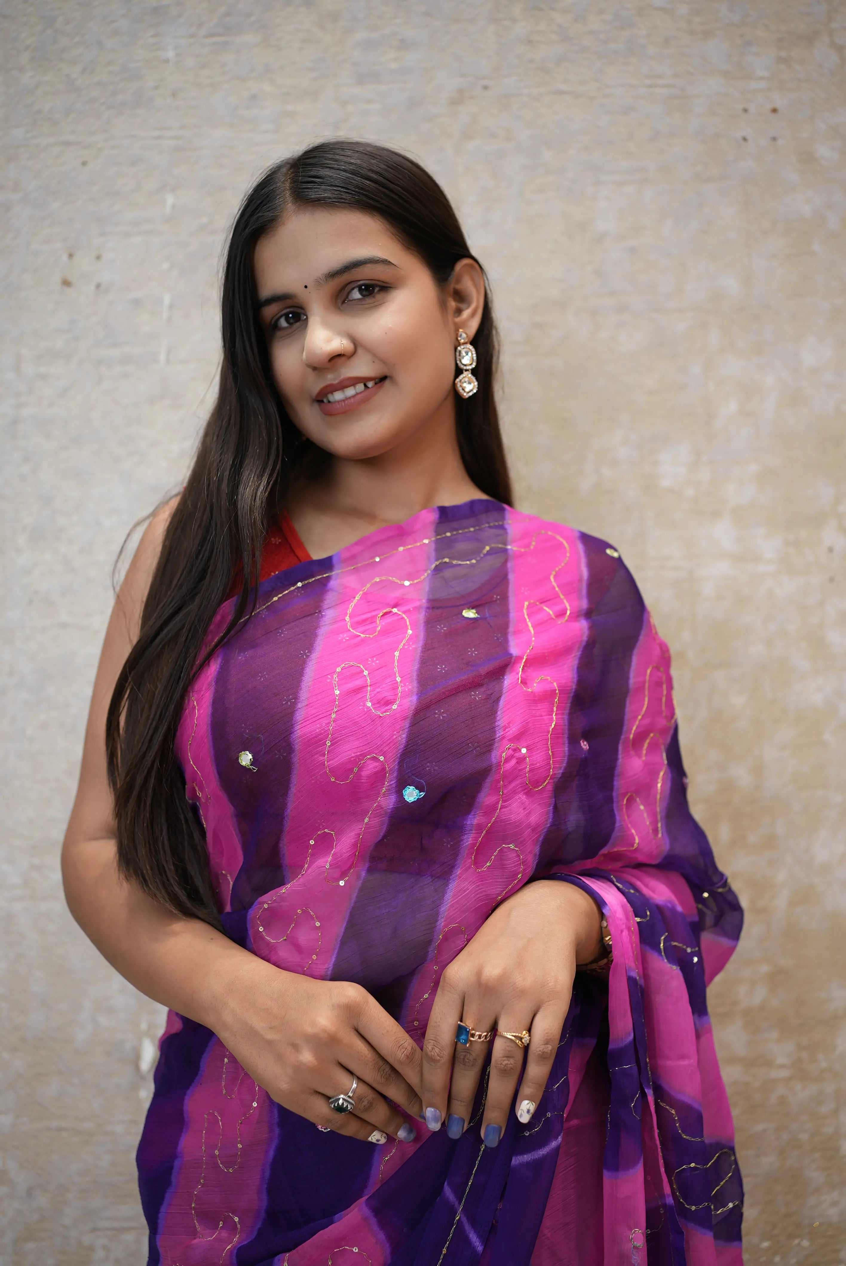 Royal Ciffon Lehariya Pattern Darbari Saree