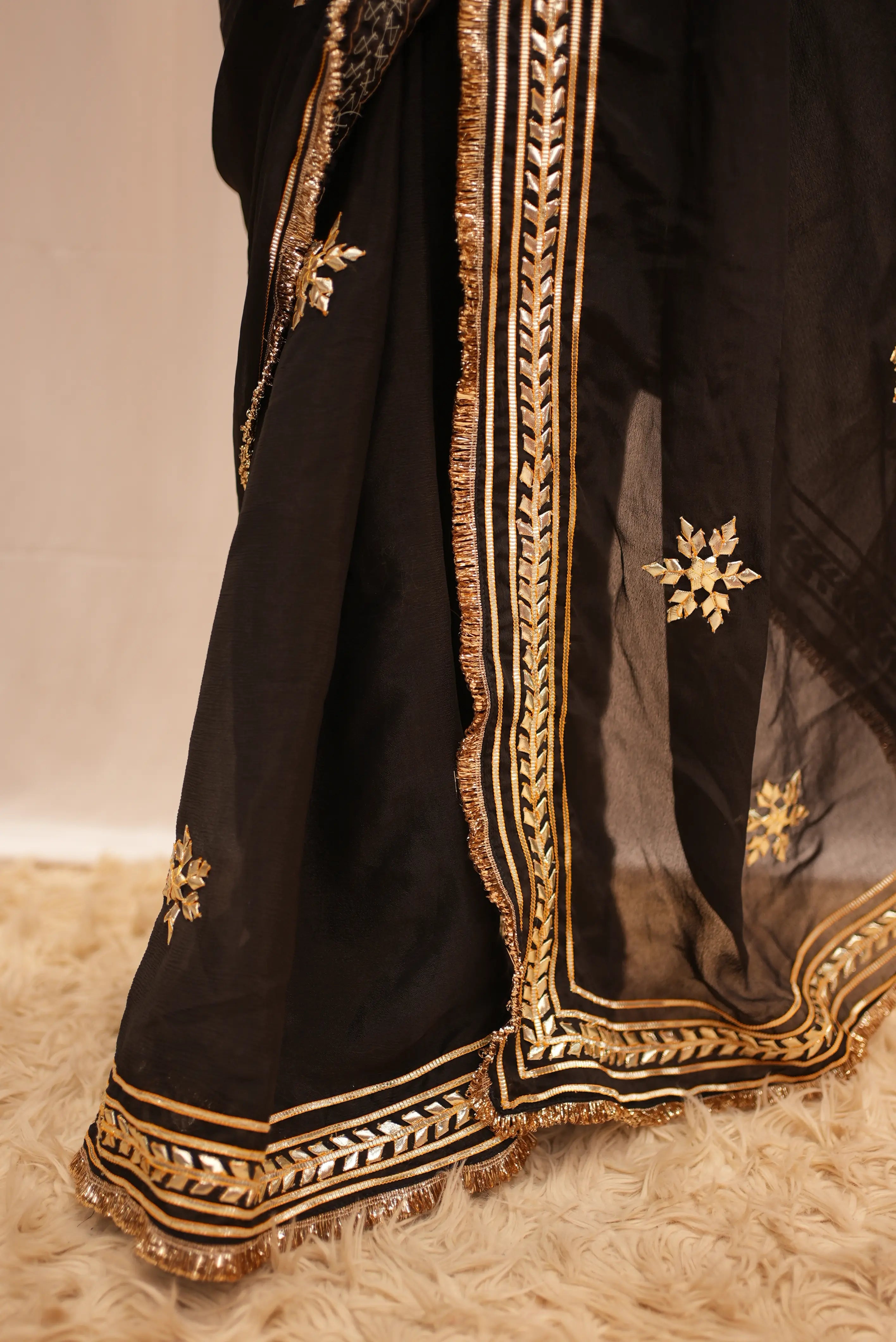 Pure Chiffon Handwork Gotta Patti Work Saree