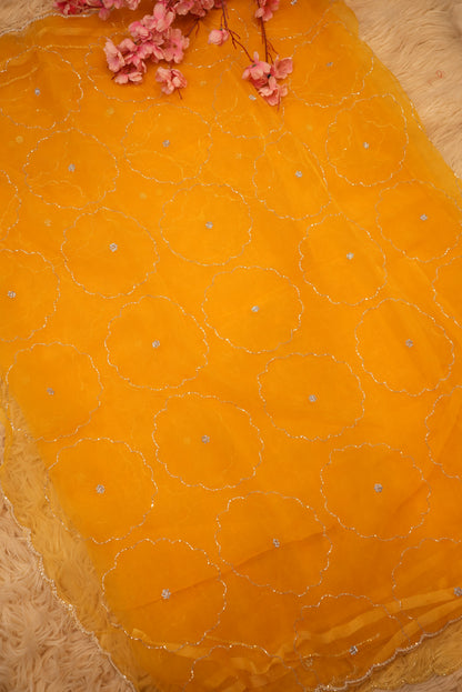 FAUNTAIN FABRIC SAREE WITH CUTDANA WORK AND JAAL PATTERN (WITH BLOUSE) ##SR0236