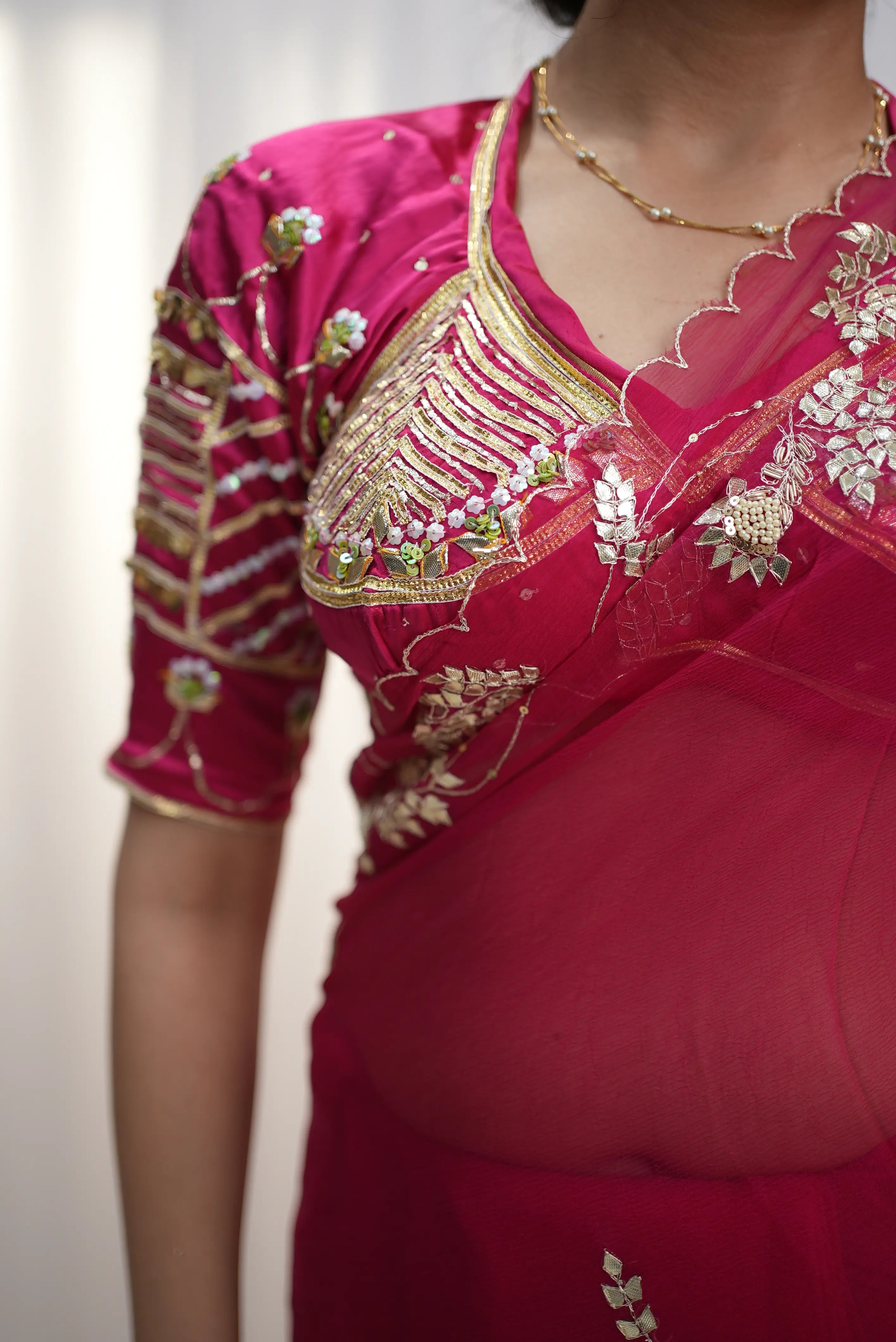 Rajasthani Aangi Blouse With Kacchi Gota Patti & Sequence Work