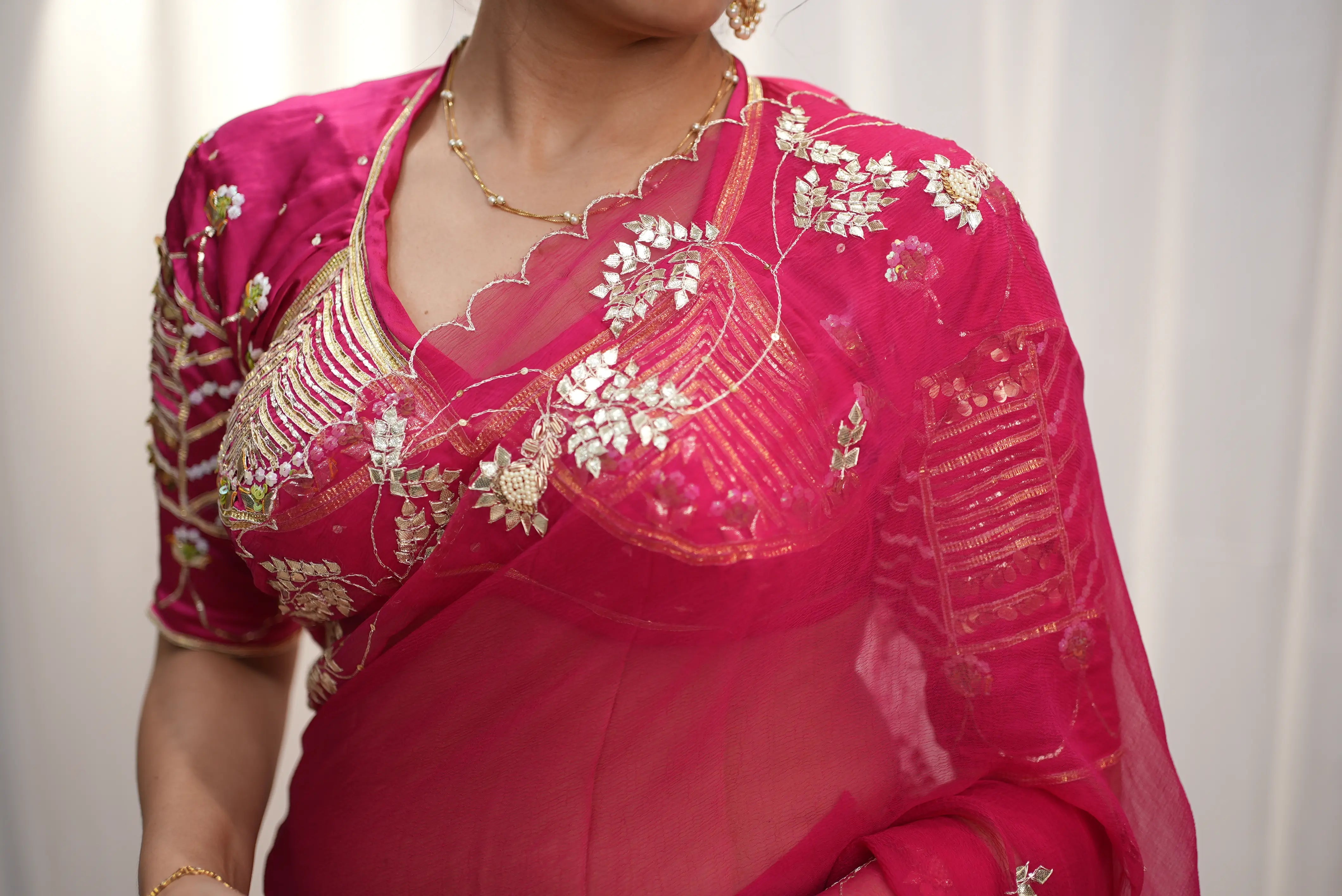 Rajasthani Aangi Blouse With Kacchi Gota Patti & Sequence Work