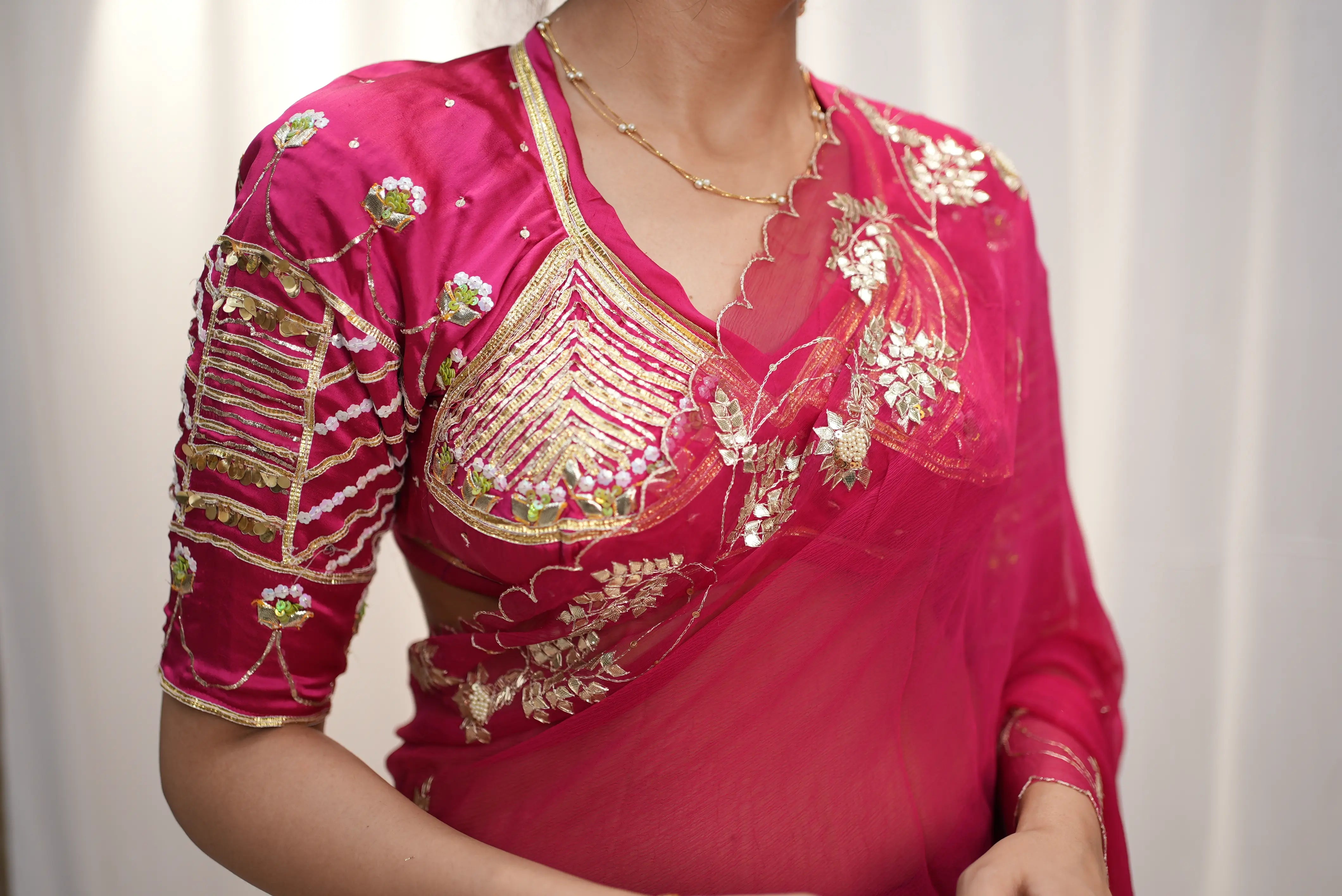 Rajasthani Aangi Blouse With Kacchi Gota Patti & Sequence Work