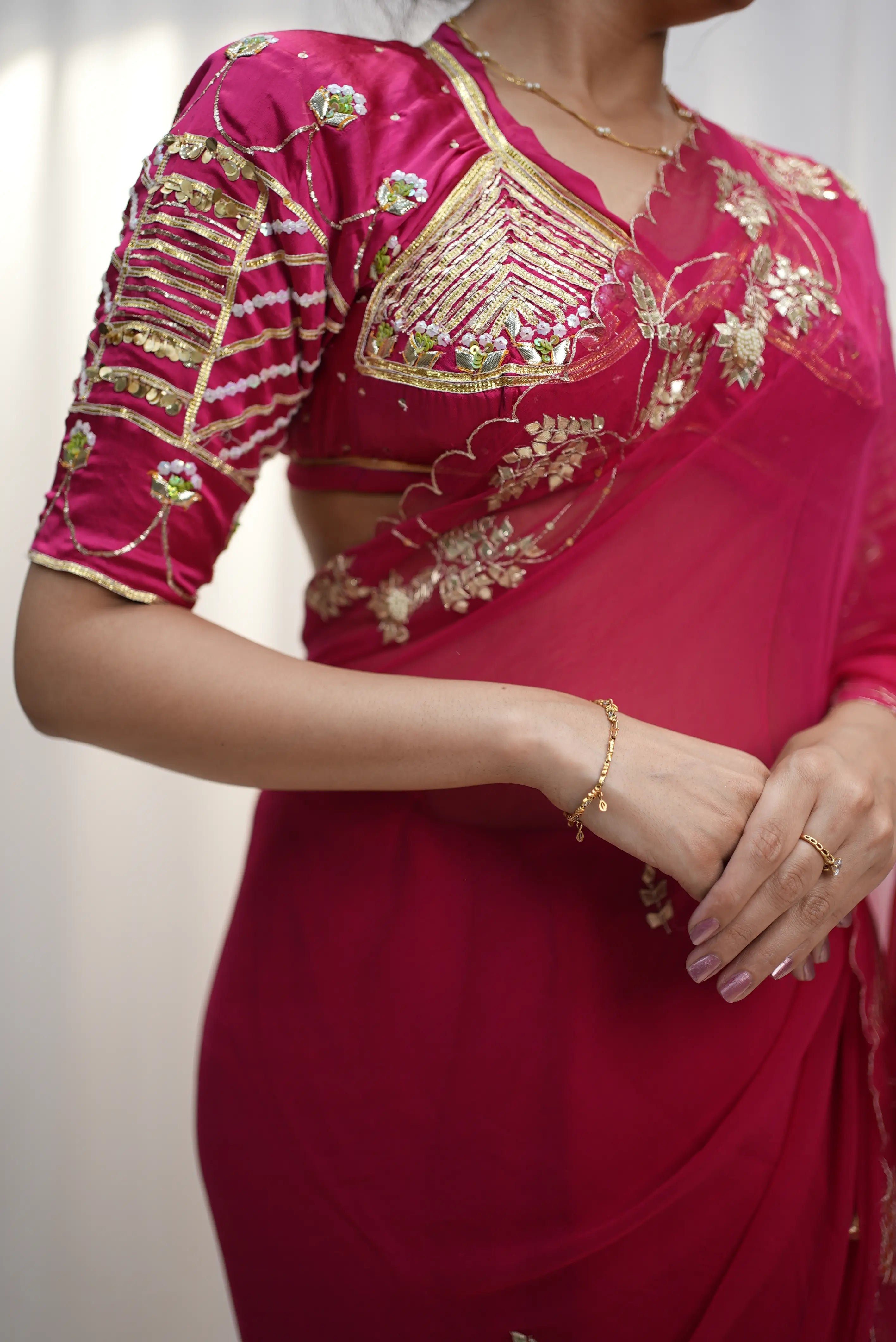 Rajasthani Aangi Blouse With Kacchi Gota Patti & Sequence Work