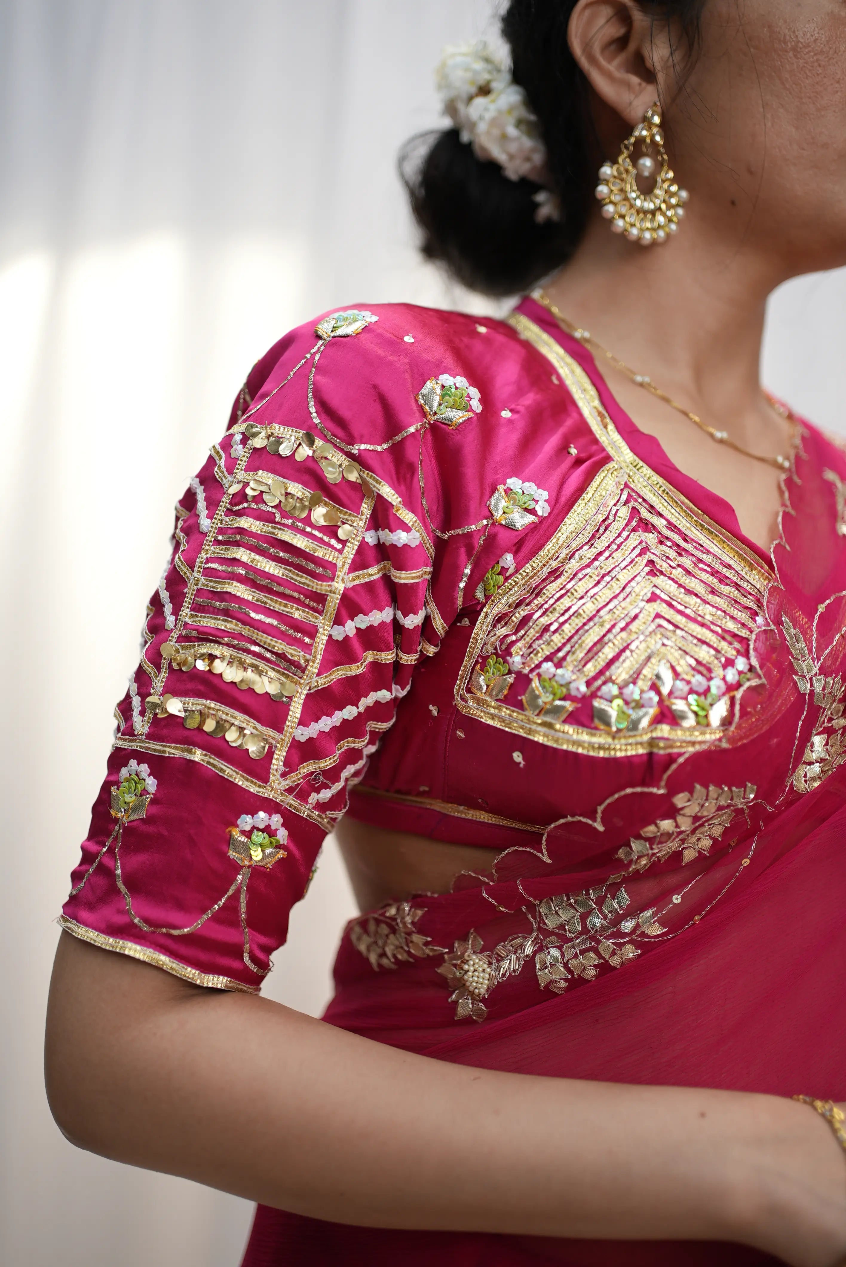 Rajasthani Aangi Blouse With Kacchi Gota Patti & Sequence Work