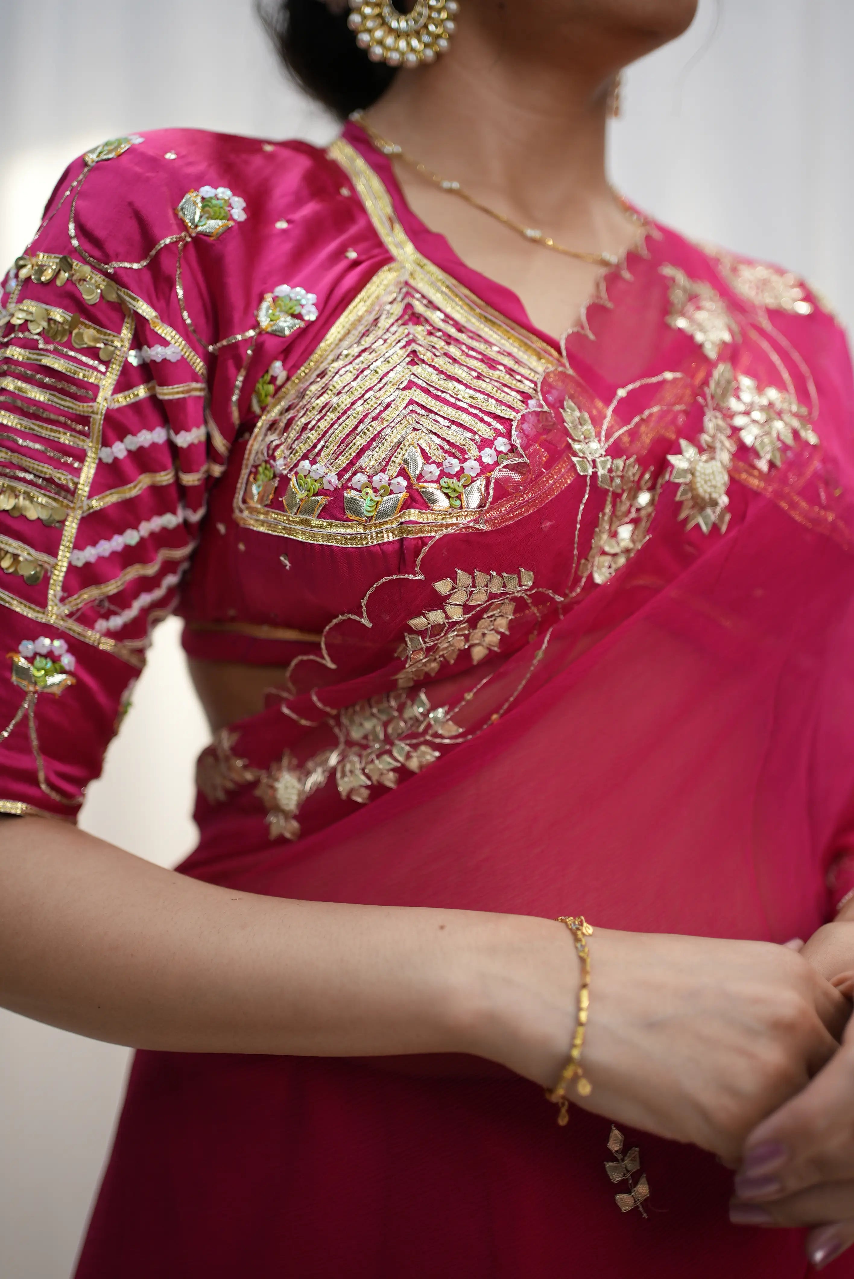 Rajasthani Aangi Blouse With Kacchi Gota Patti & Sequence Work