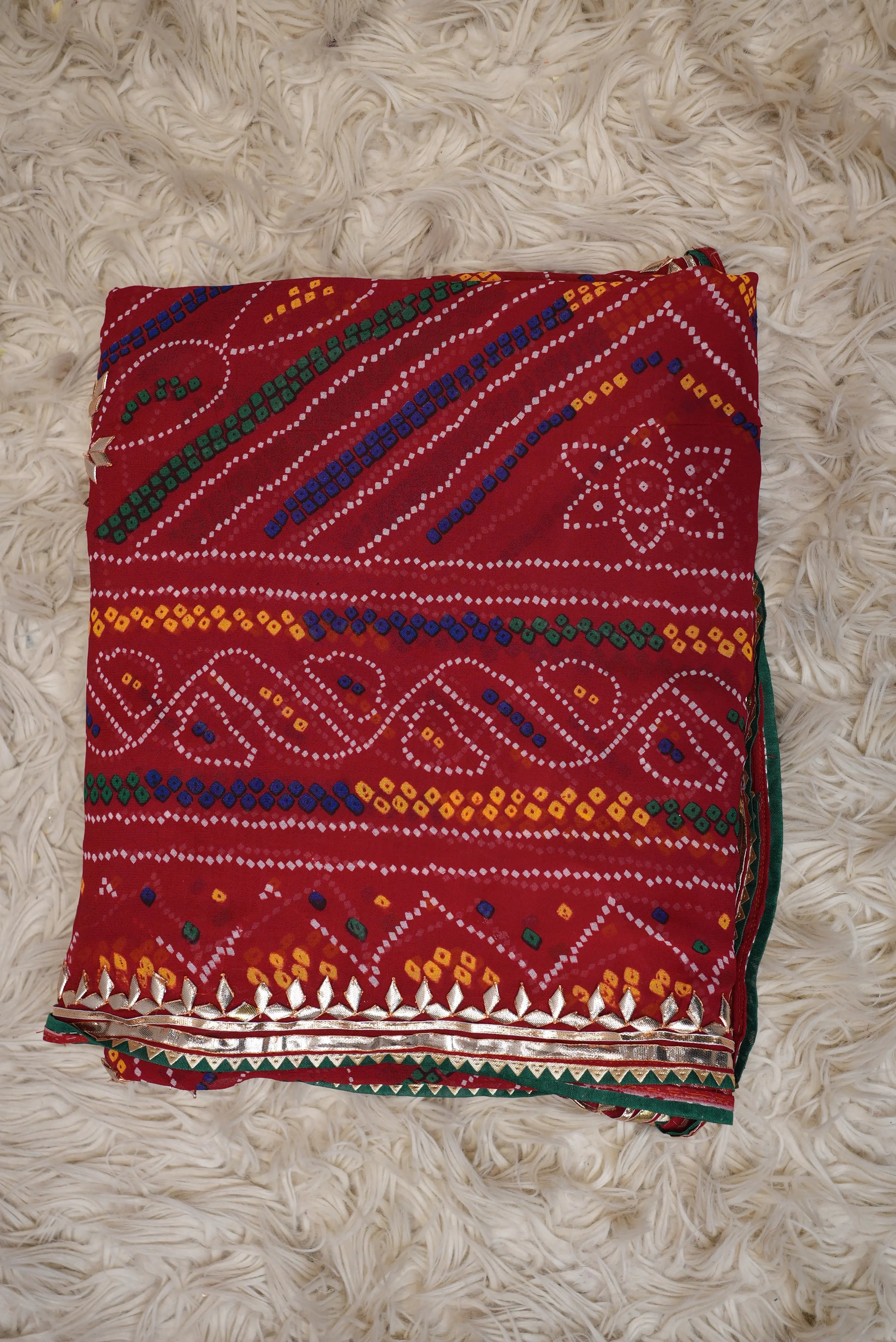Traditional Chunri With Kacchi Gota Patti Handwork (Double Paat)