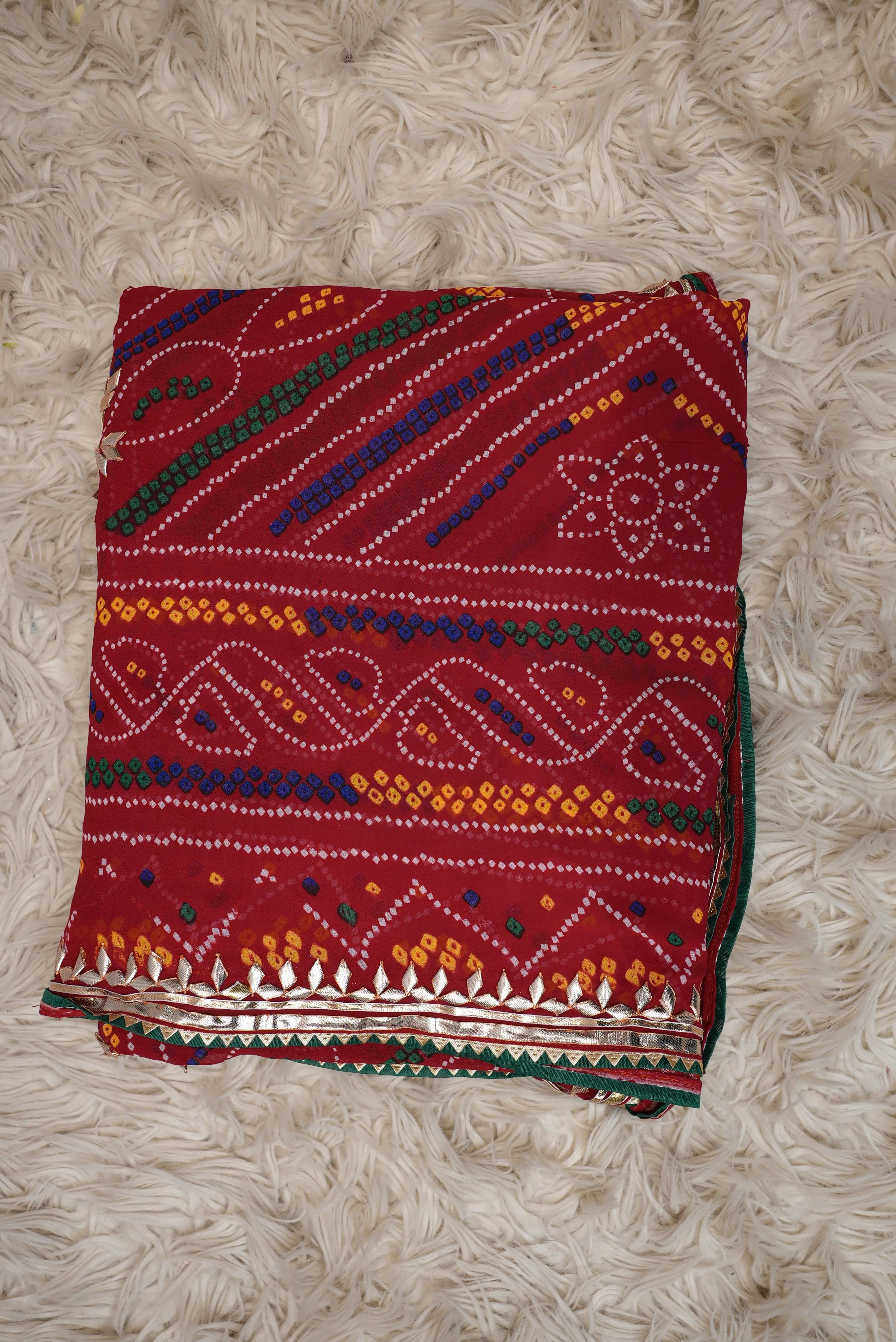Traditional Chunri With Kacchi Gota Patti Handwork (Double Paat)