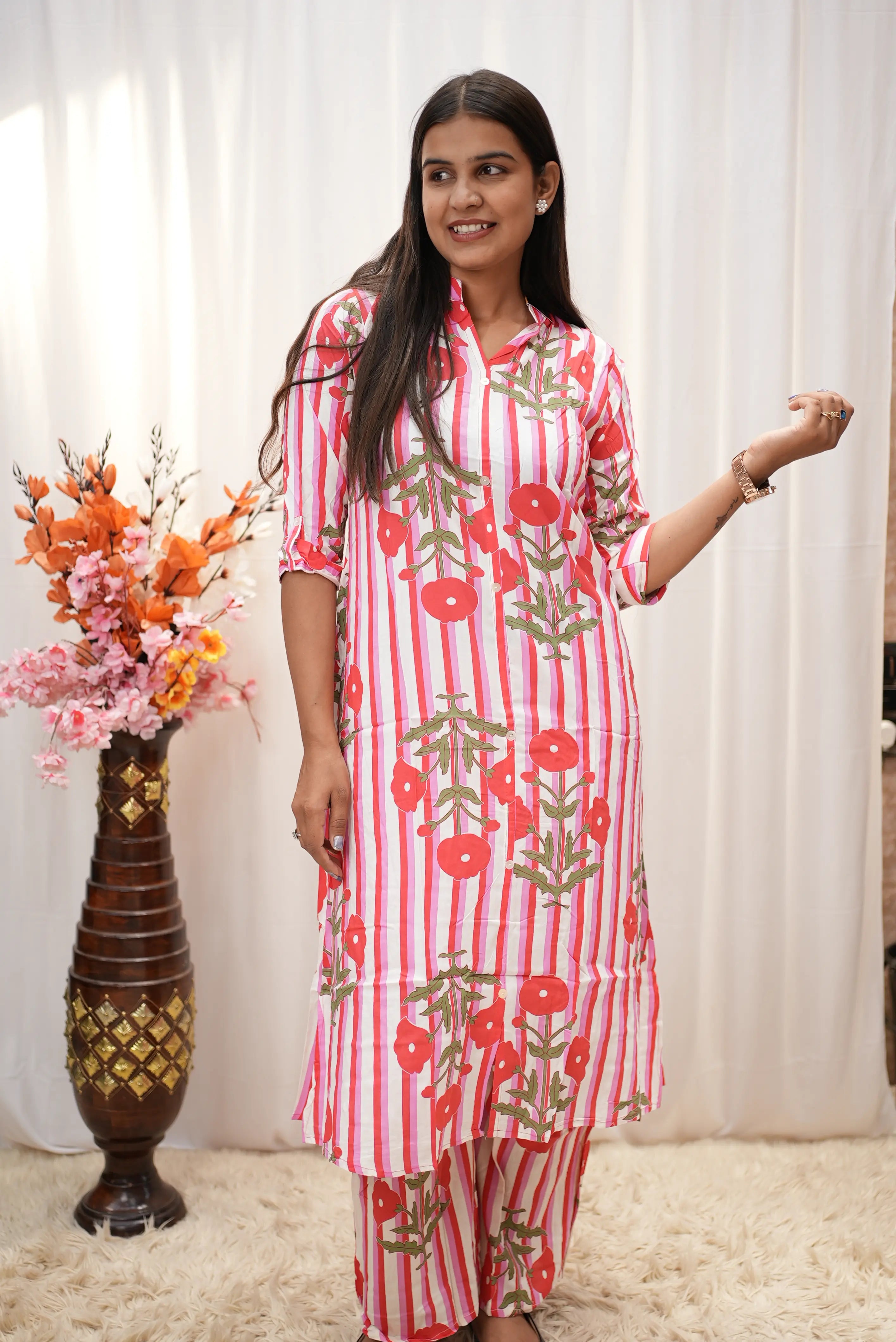Blossom Stripe Printed Co-Ord Set