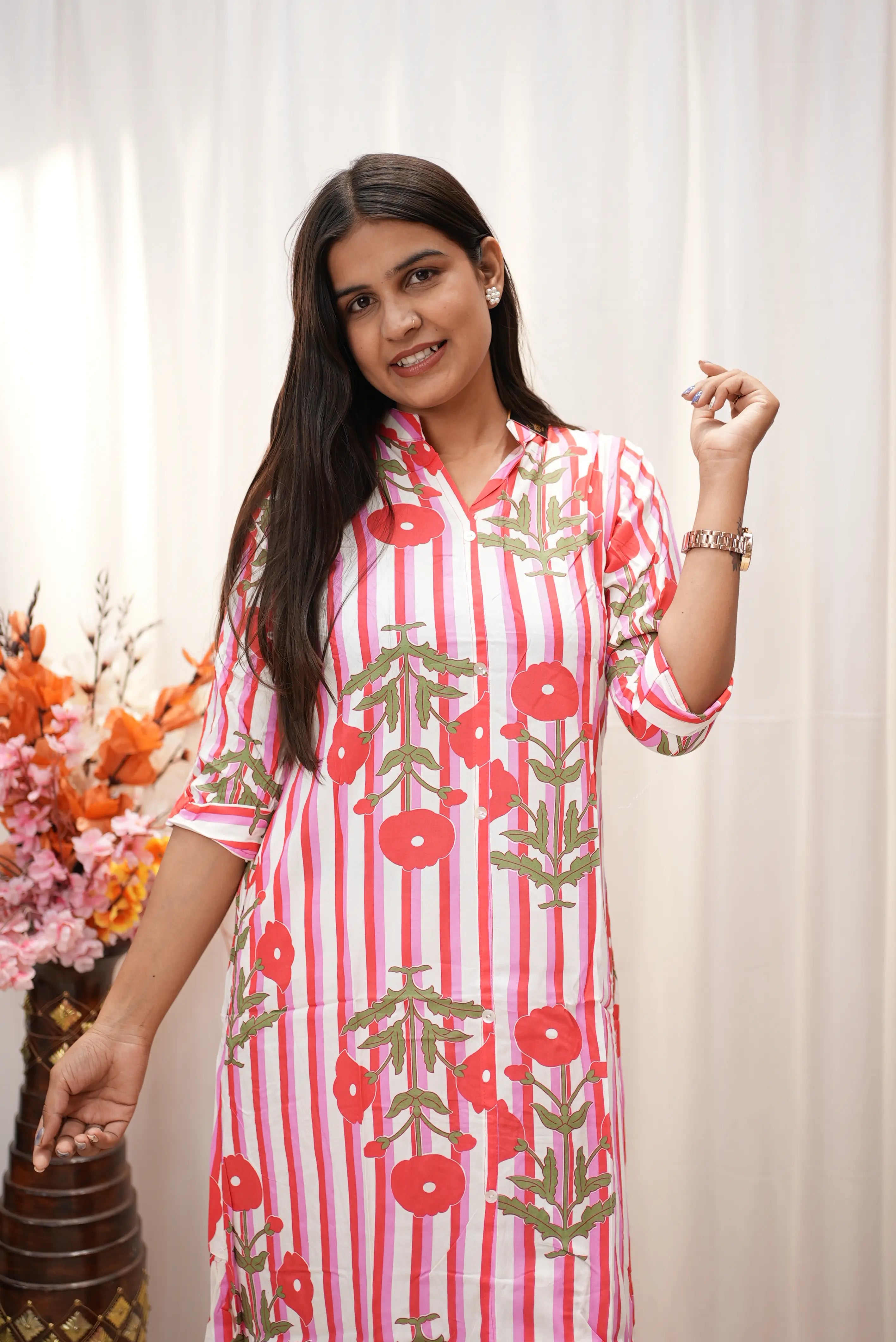Blossom Stripe Printed Co-Ord Set