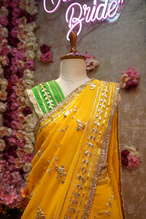 RAJASTHANI KACCHI GOTAPATTI WORK SAREE WITH HEAVY GOTAPATTI WORK (WITH BLOUSE)  ##SR497
