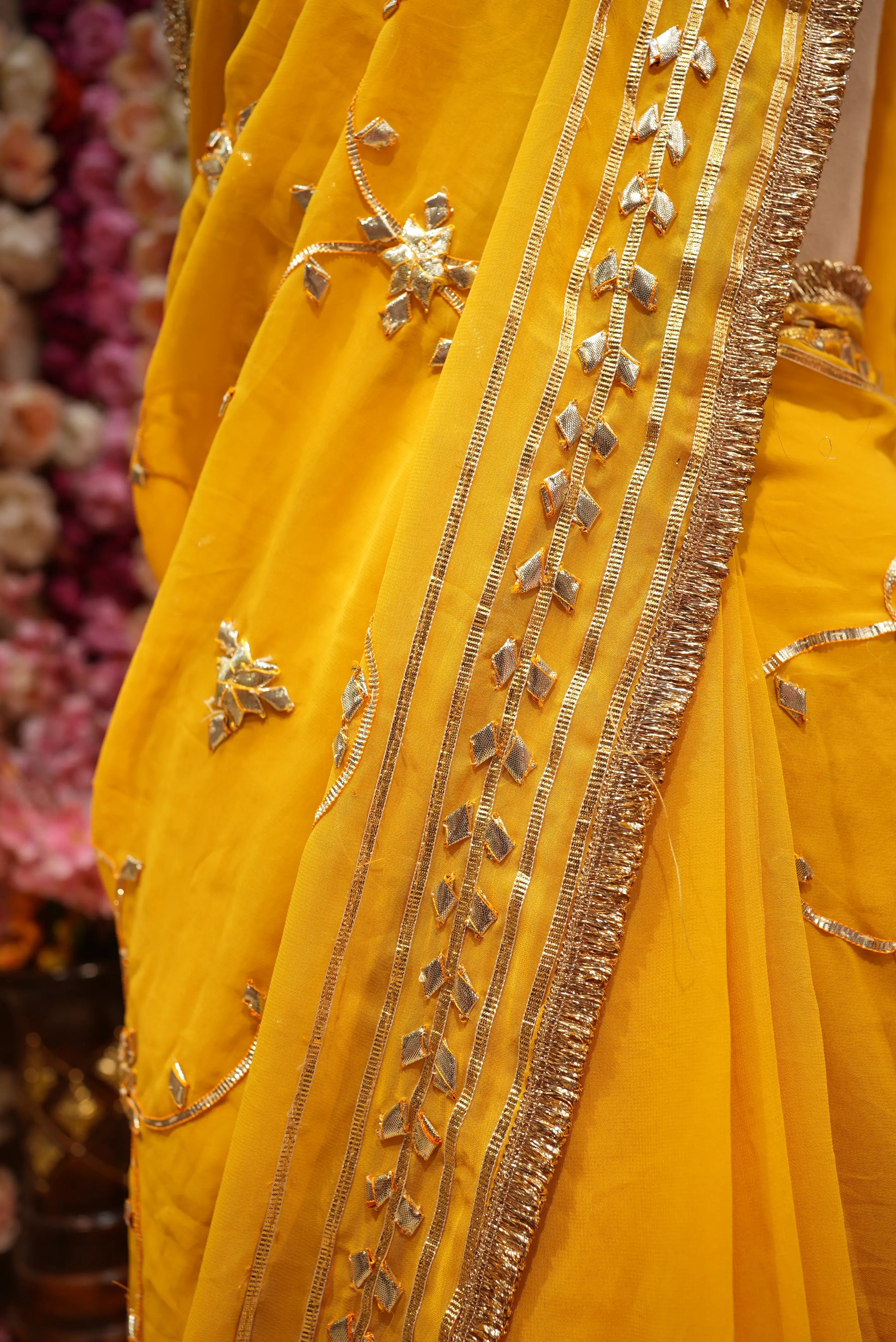Rajasthani Kacchi Gota Patti Saree with Heavy Gota Patti Work (With Blouse)
