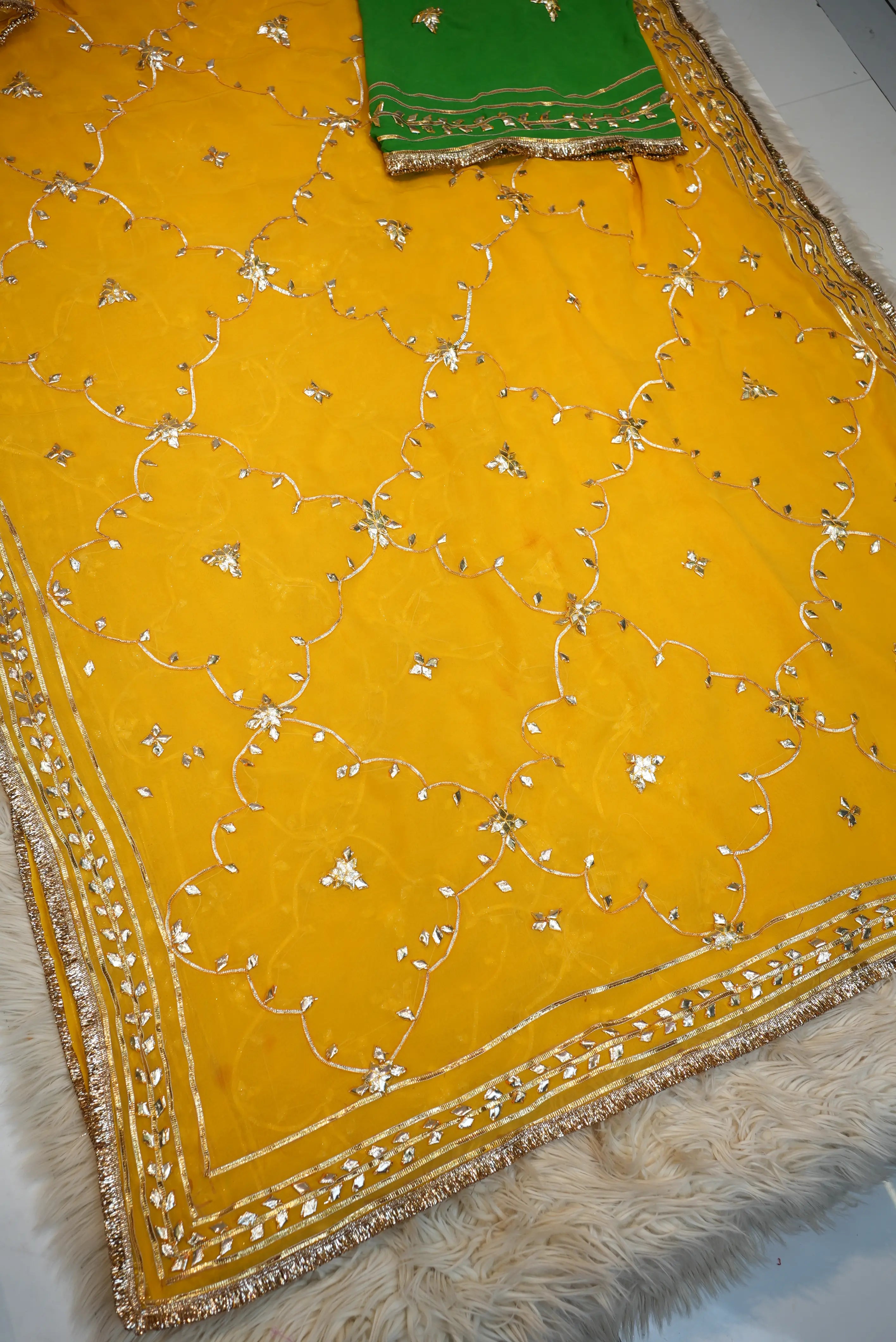 Rajasthani Kacchi Gota Patti Saree with Heavy Gota Patti Work (With Blouse)