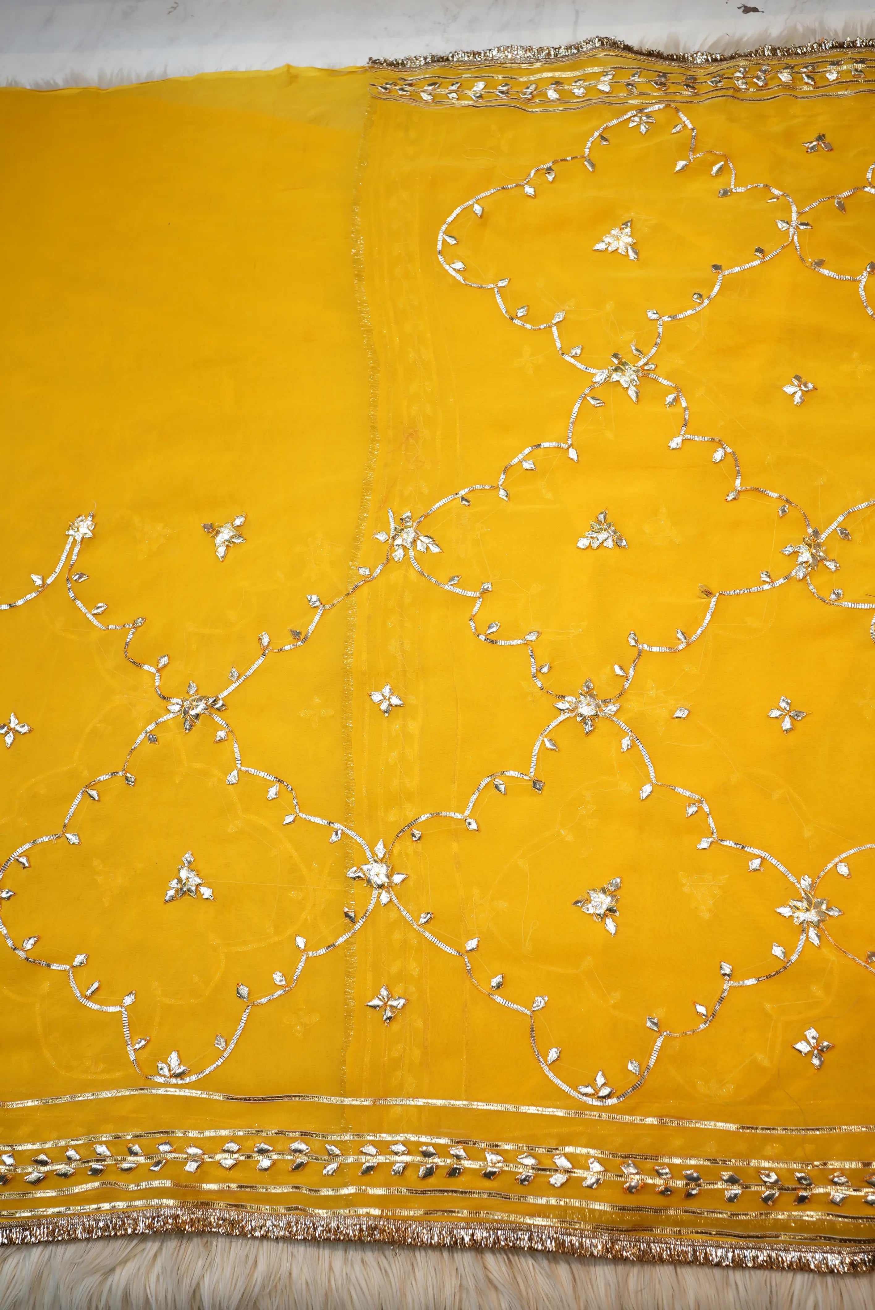 Rajasthani Kacchi Gota Patti Saree with Heavy Gota Patti Work (With Blouse)