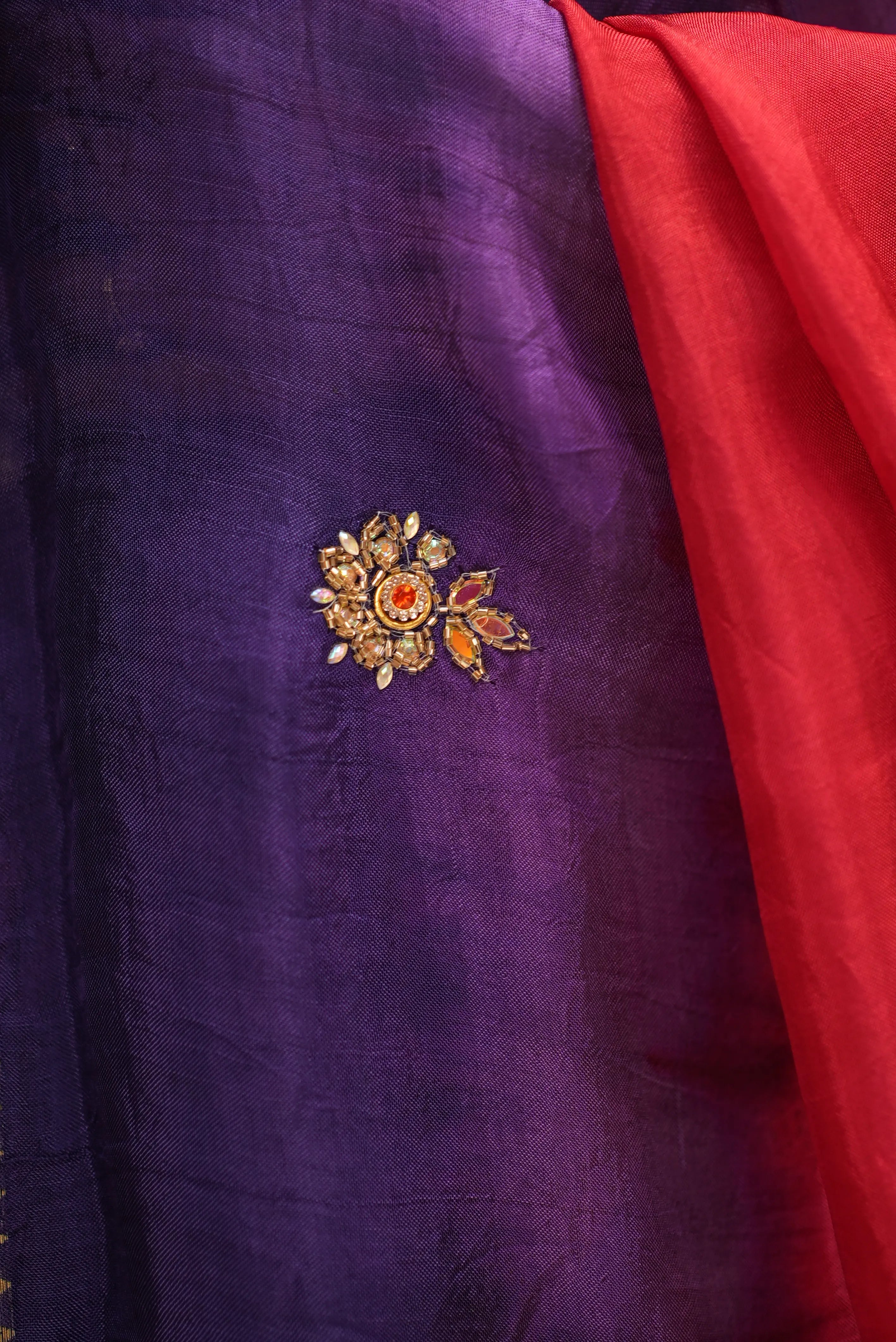 Multi Color Zari Weaving Handwork Touch Saree