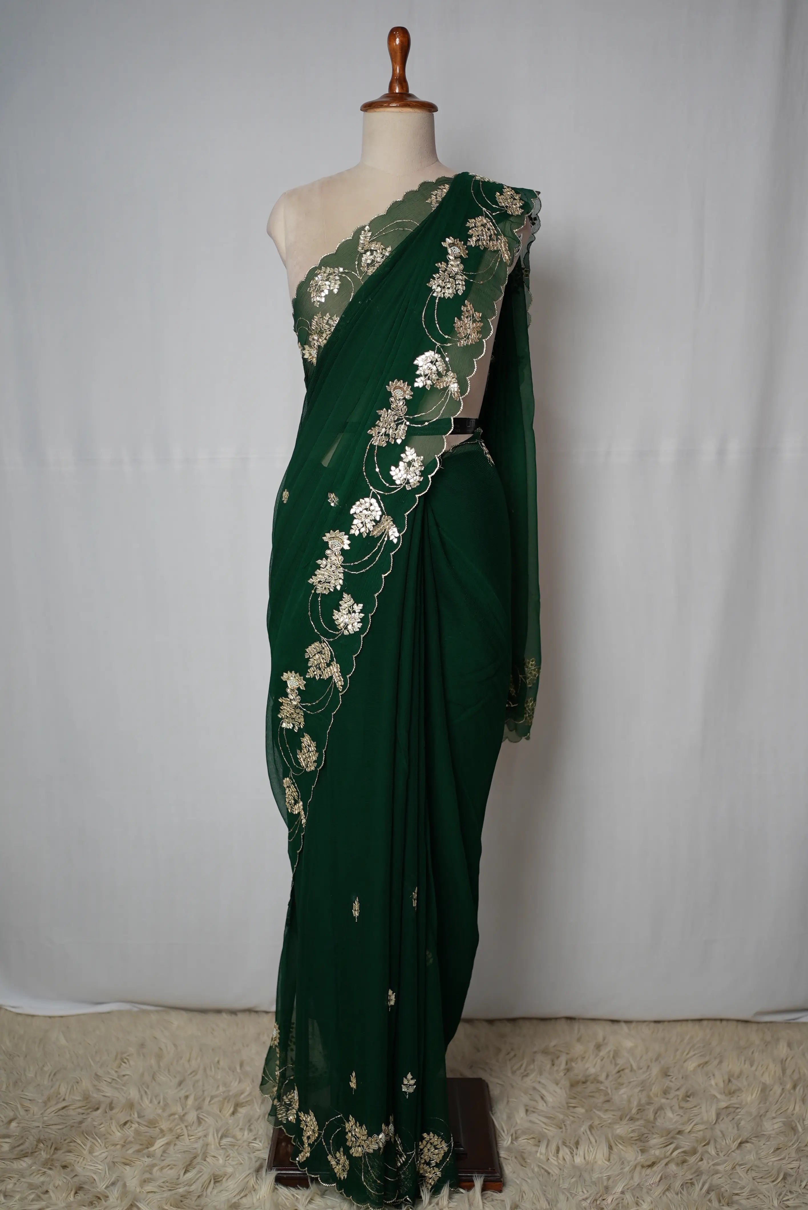 Pure Chiffon Gota Patti Handwork Saree