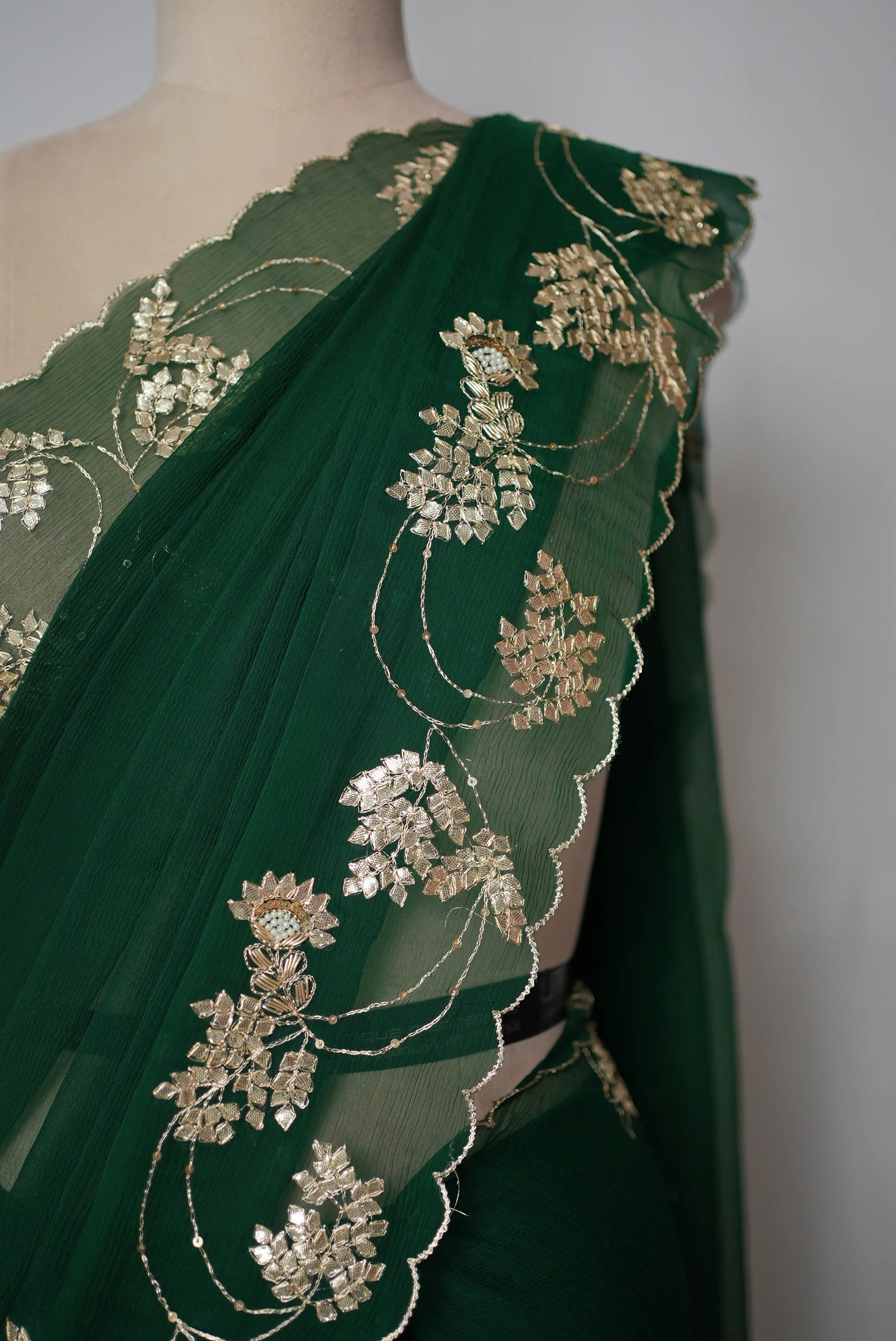 Pure Chiffon Gota Patti Handwork Saree