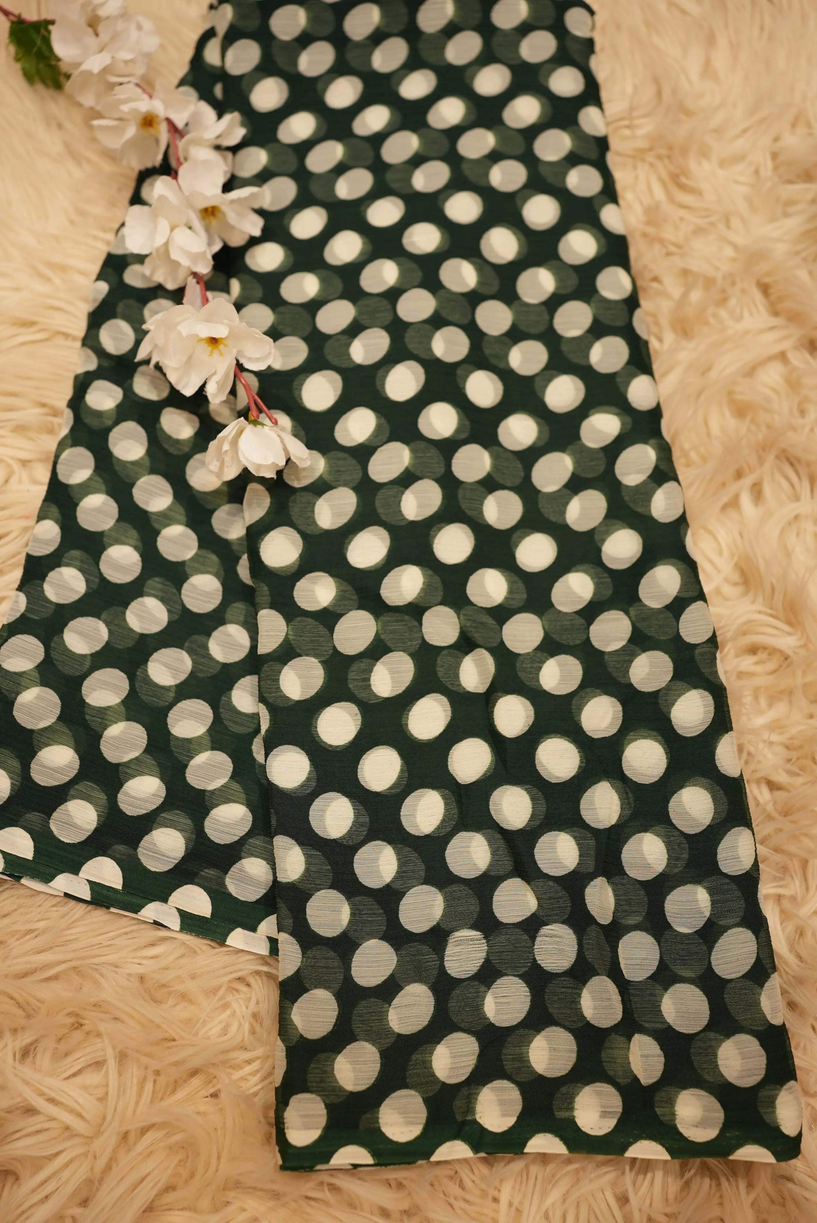 Retro Style Polka Dot Saree on Royal Chiffon Fabric