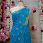 CUTDANA AND AARI WORK SAREE WITH SMALL BUTTI PATTERN AND CUTDANA BORDER (WITH RUNING BLOUSE) ##SR480