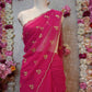 CUTDANA AND AARI WORK SAREE WITH SMALL BUTTI PATTERN AND CUTDANA BORDER (WITH RUNING BLOUSE) ##SR480