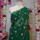 CUTDANA AND AARI WORK SAREE WITH SMALL BUTTI PATTERN AND CUTDANA BORDER (WITH RUNING BLOUSE) ##SR480