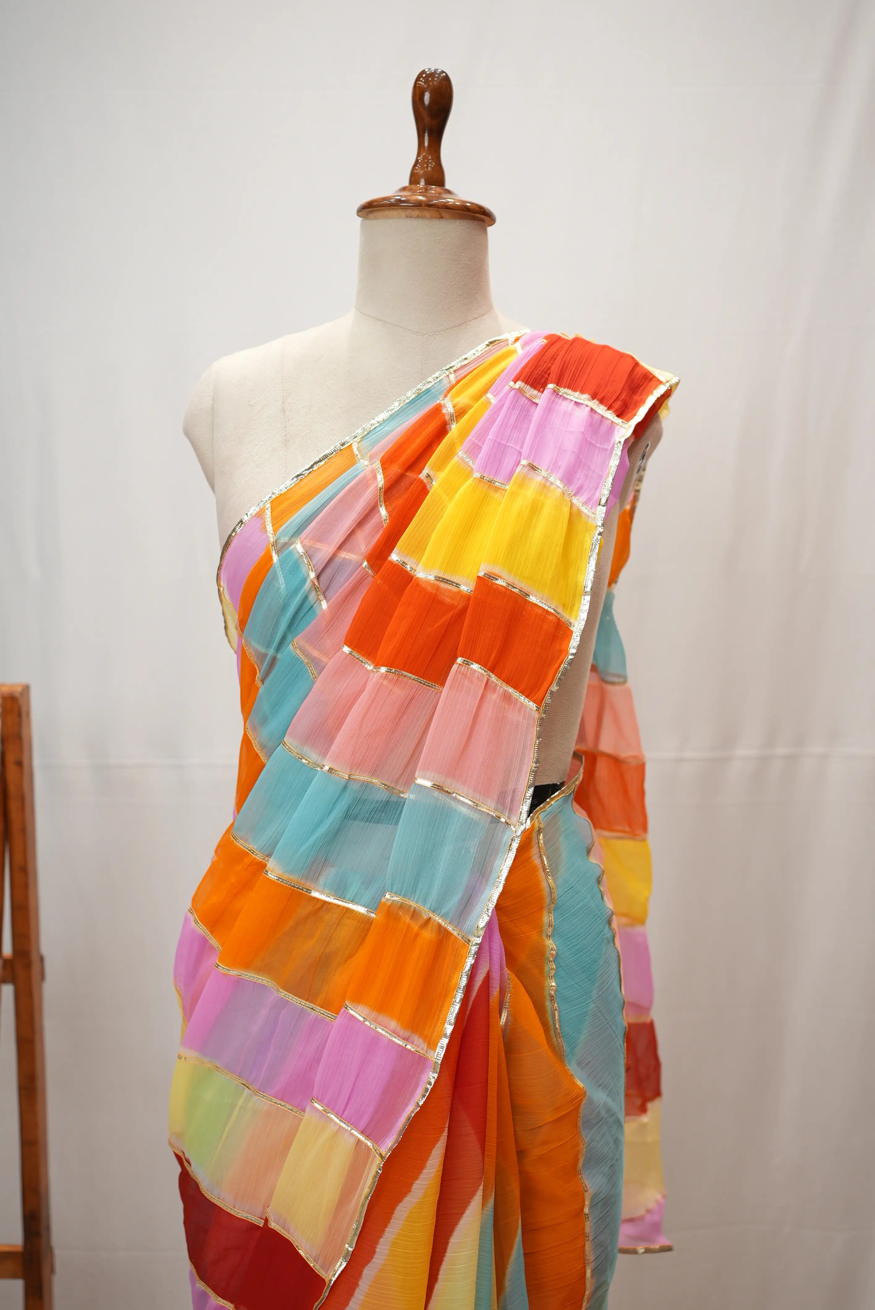 Rajasthani Traditional Leheriya Gota Work Saree