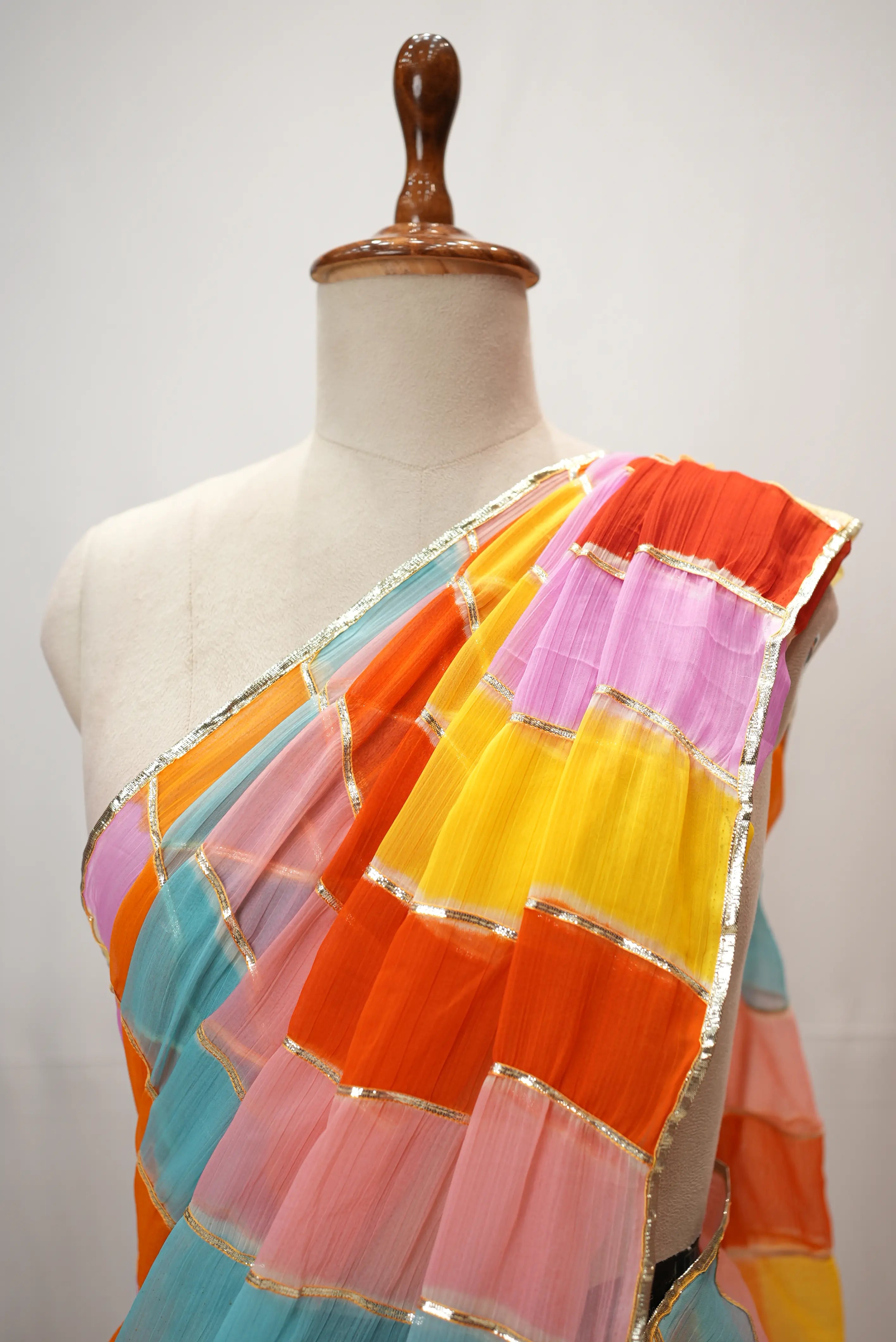 Rajasthani Traditional Leheriya Gota Work Saree
