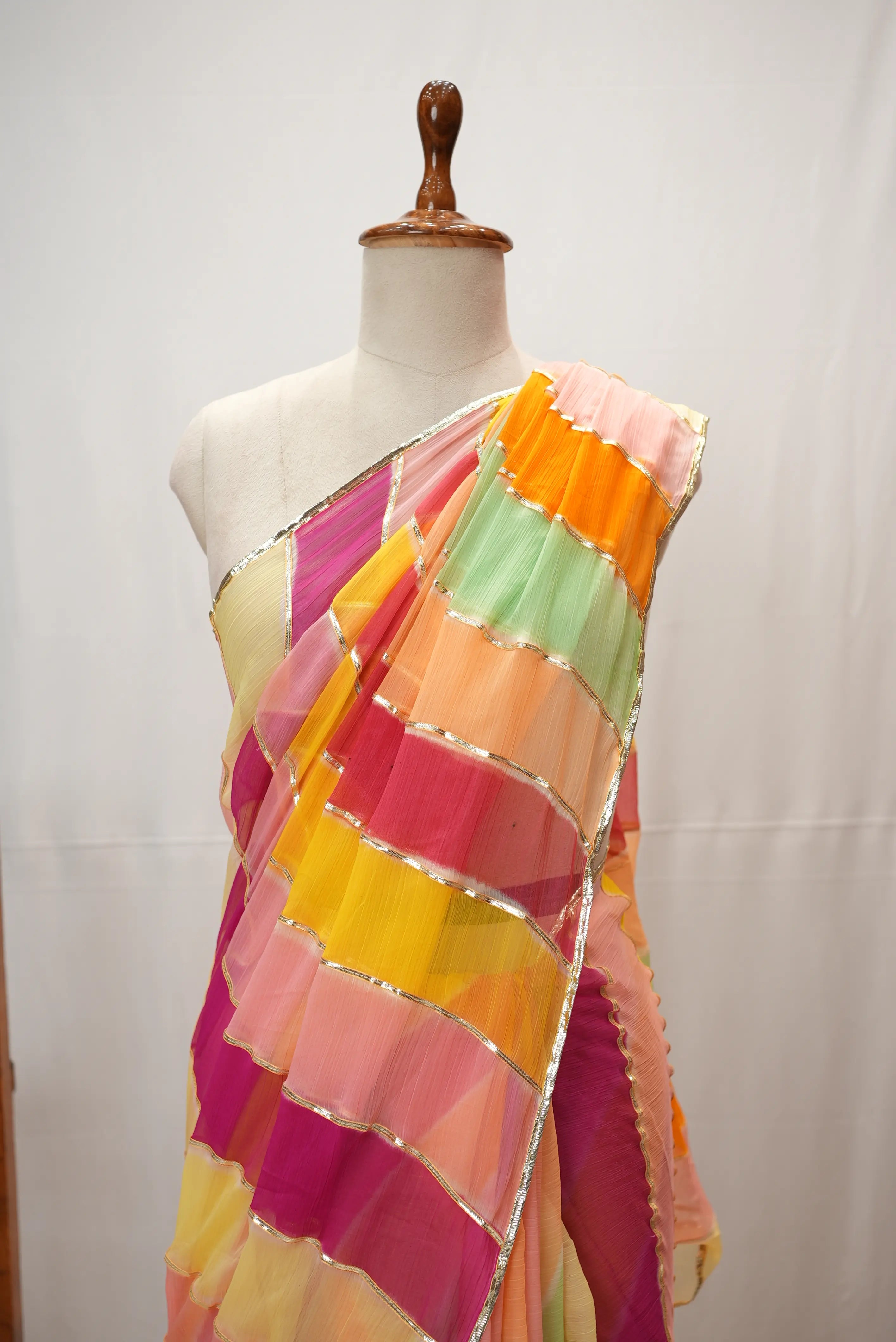 Rajasthani Traditional Leheriya Gota Work Saree
