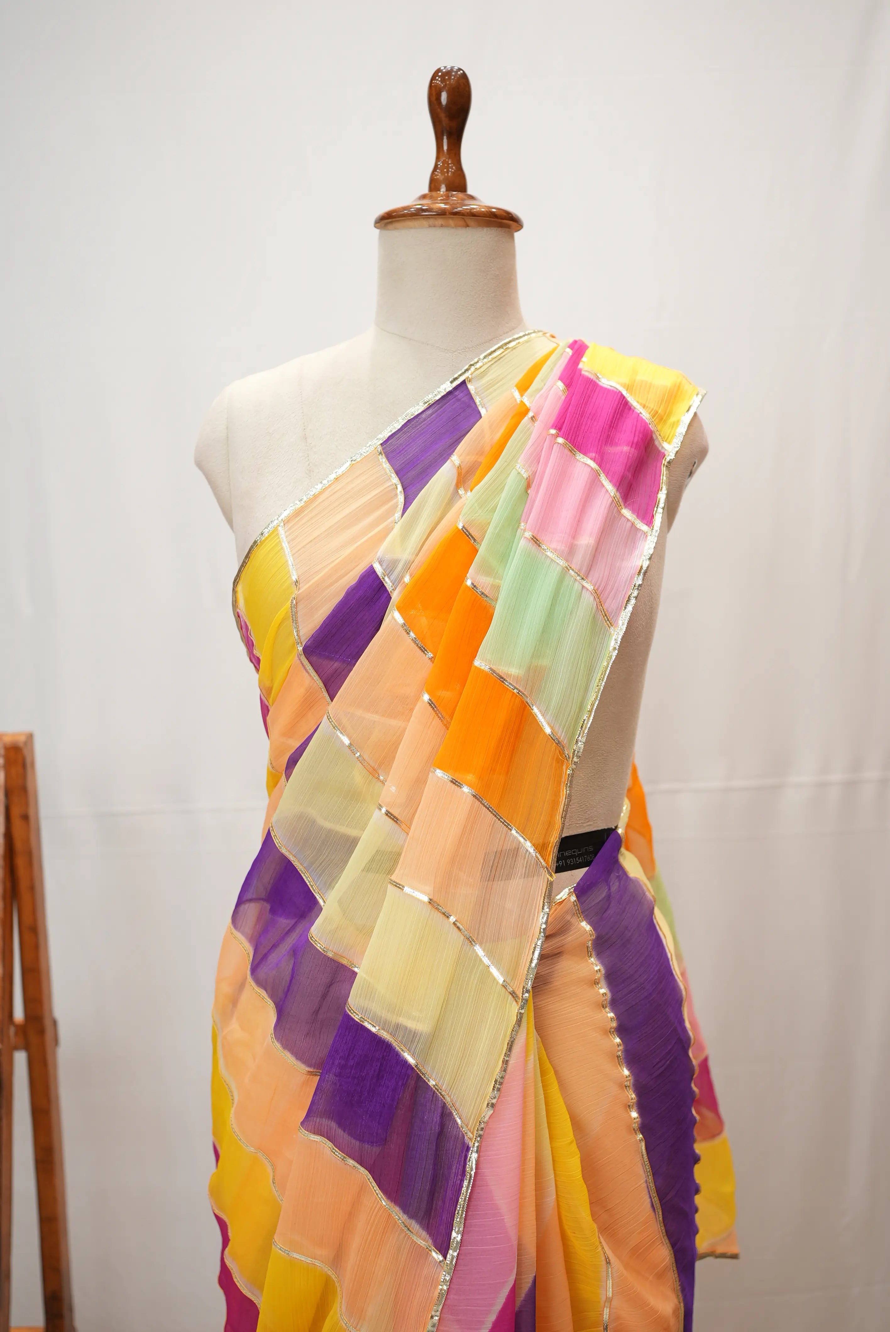 Rajasthani Traditional Leheriya Gota Work Saree