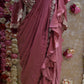RUFFLE PATTERN PREPLATE SAREE WITH SEQUENCE AND EMBROIDERY WORK (WITH BLOUSE) (CUT 5.5 MTR APPROX)  ##SR0239