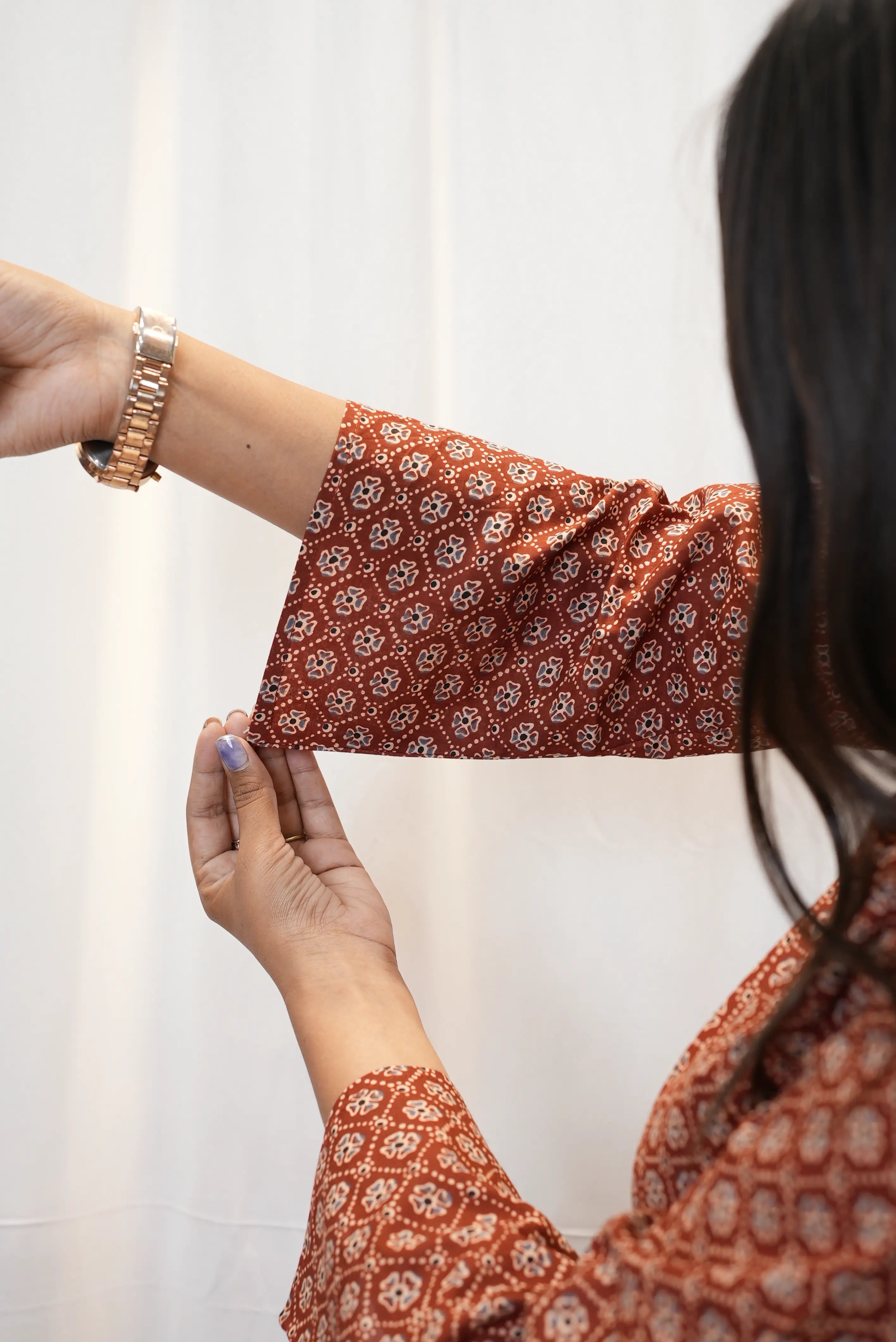 Rustic Floral Print Cotton Kurti for Women | Square Neck Casual Ethnic Top