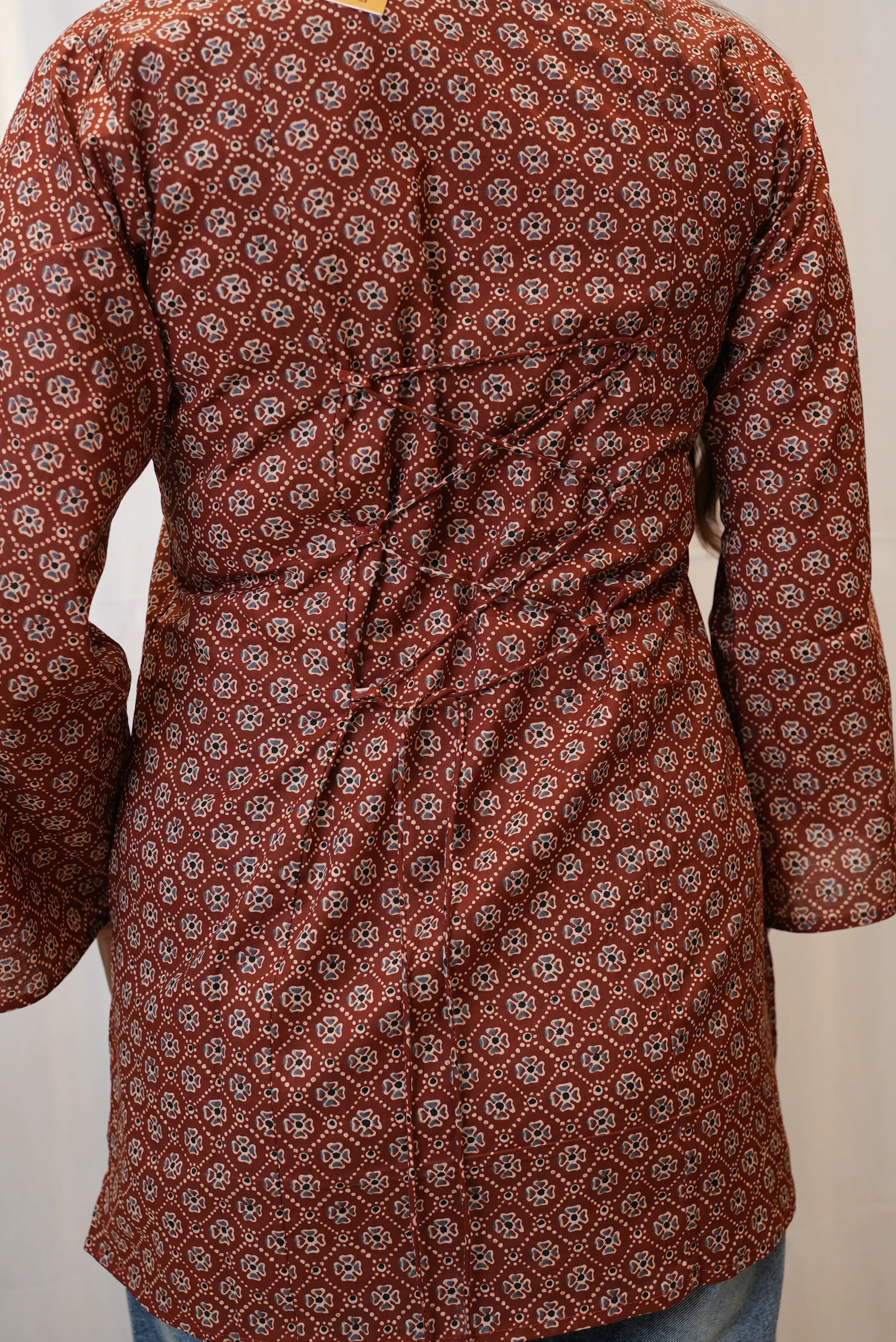 Rustic Floral Print Cotton Kurti for Women | Square Neck Casual Ethnic Top