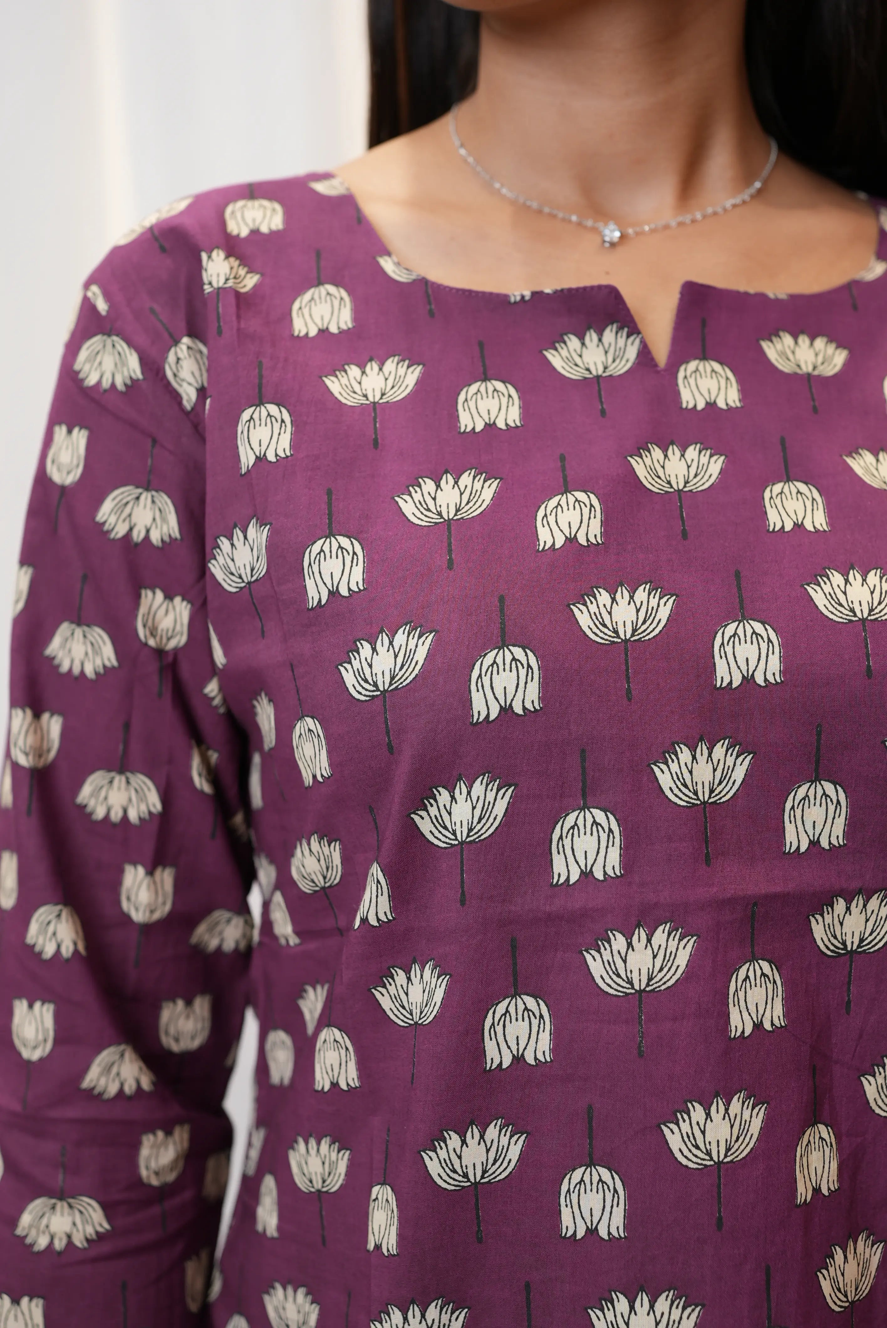 Purple Floral Printed Cotton Kurti for Women | Elegant Everyday Wear
