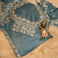 RUFFLE PATTERN PREPLATE SAREE WITH SEQUENCE AND EMBROIDERY WORK (WITH BLOUSE) (CUT 5.5 MTR APPROX)  ##SR0239