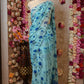 FLOWER PRINT CELEBRITY STYLE SAREE WITH CUTDANA WORK ON CHIFFON FABRIC (WITH BLOUSE)  ##SR0345