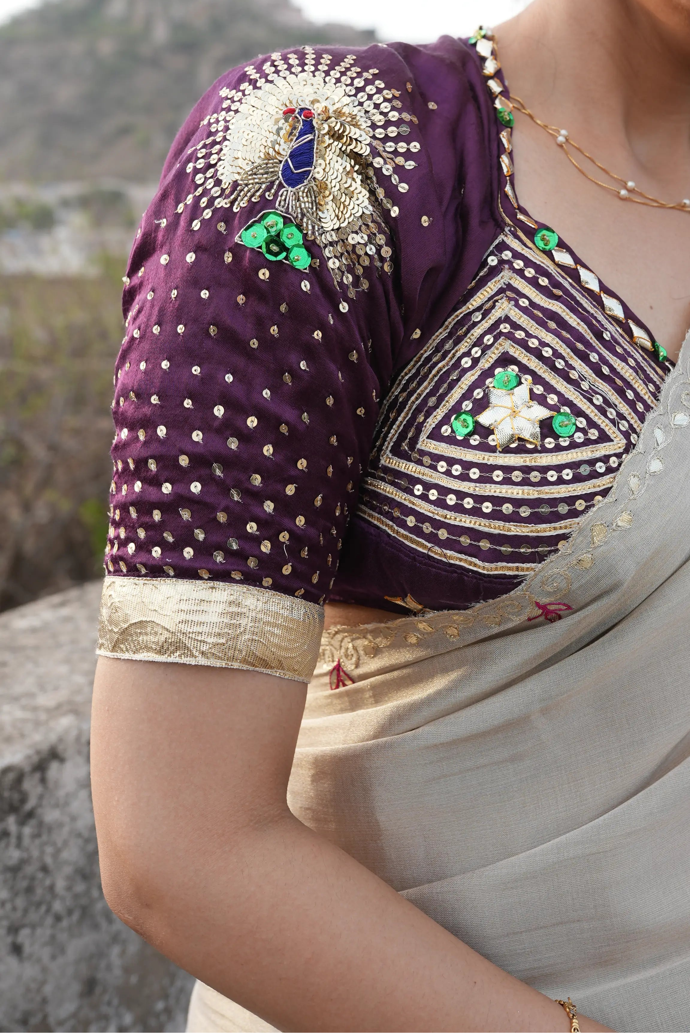 Morni Rajasthani Aangi Blouse With Kacchi Gota Patti & Sequence Work