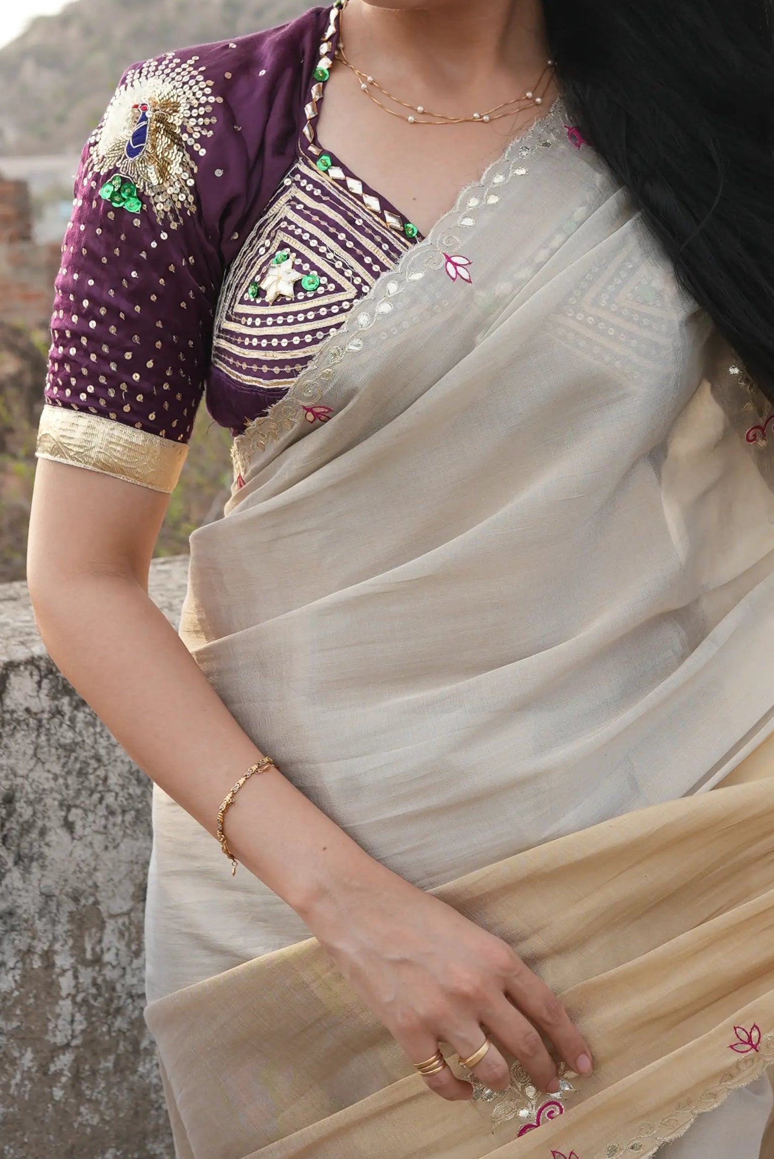 Morni Rajasthani Aangi Blouse With Kacchi Gota Patti & Sequence Work
