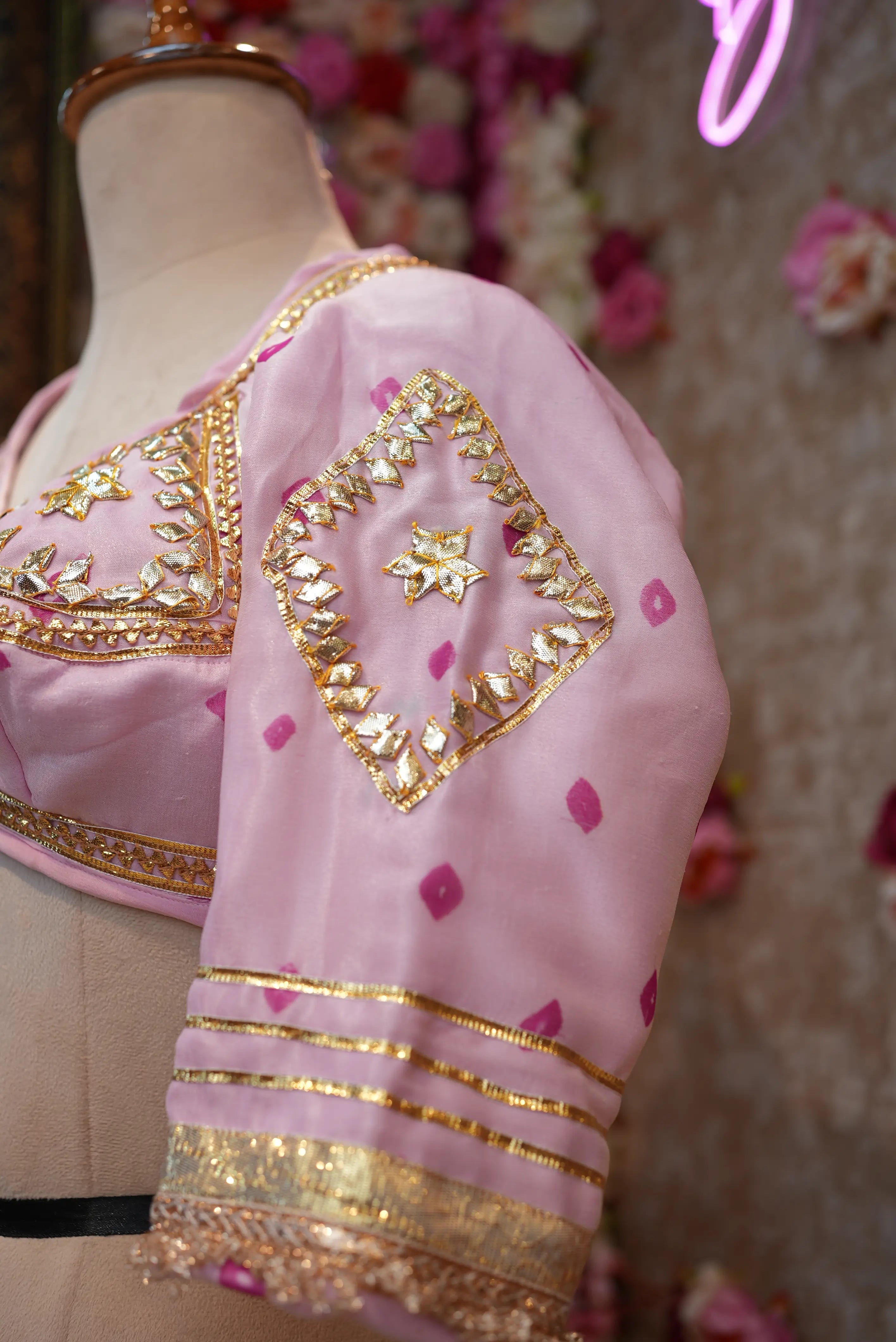 Bhandej Rajasthani Aangi Blouse with Kacchi Gota Patti Work (PRE-BOOKING ITEM)
