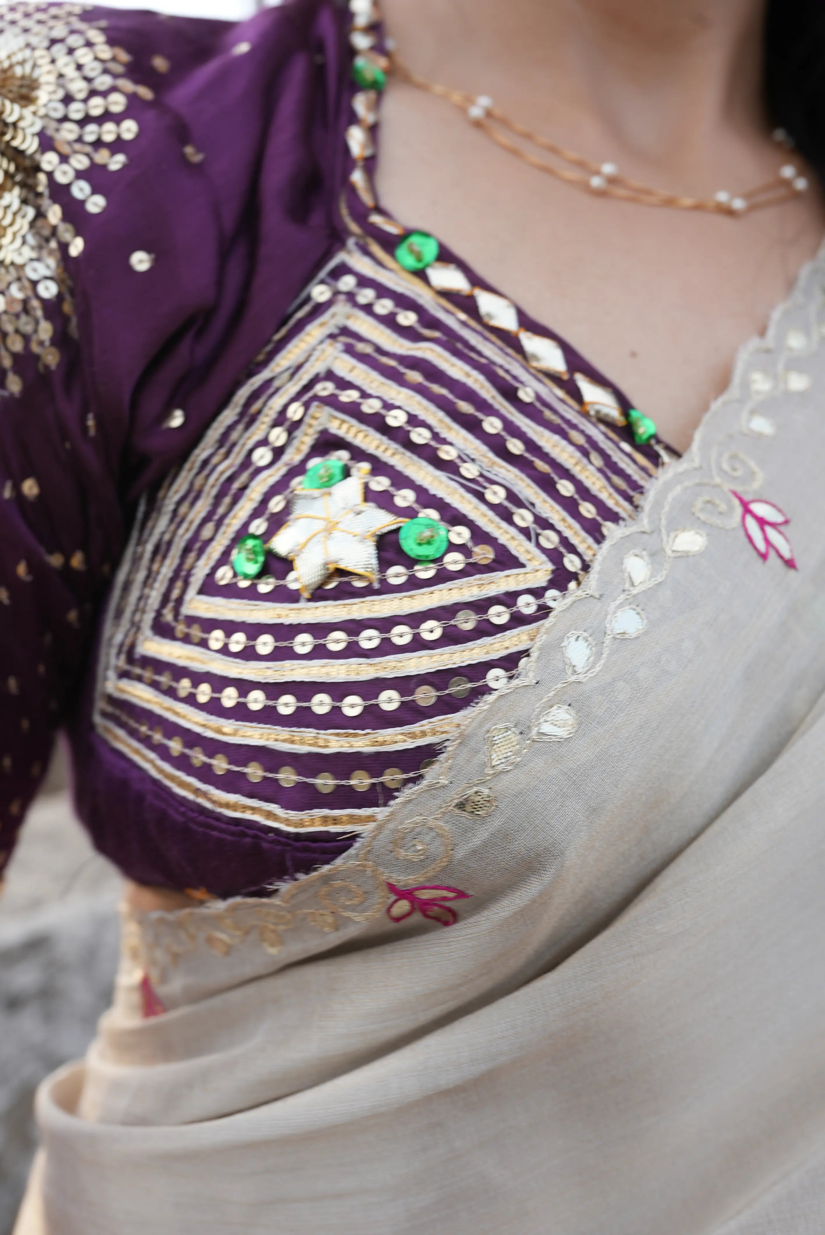 Morni Rajasthani Aangi Blouse With Kacchi Gota Patti & Sequence Work