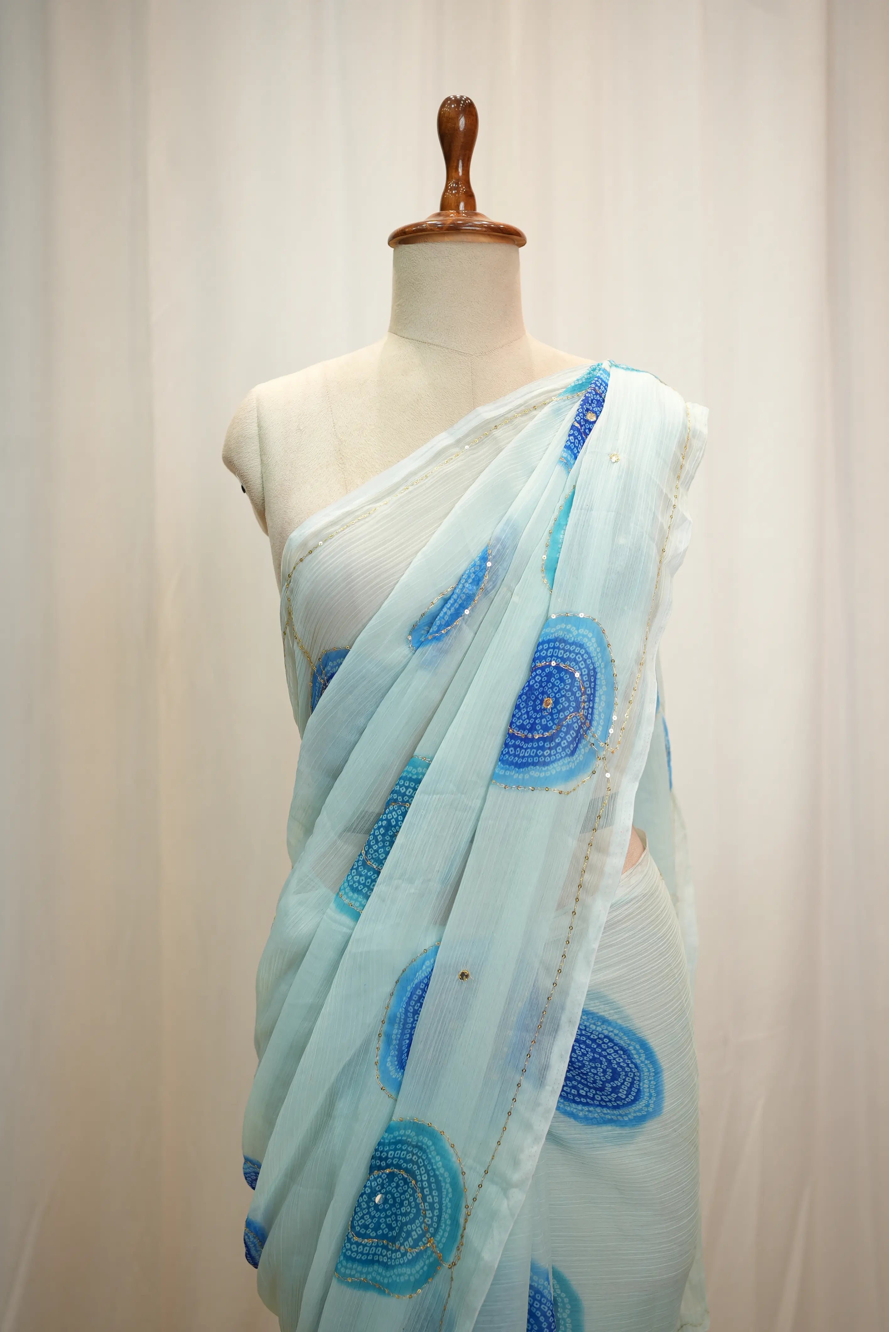 Darbari Saree With Bandhani Print on Chiffon Fabric (Without Blouse)