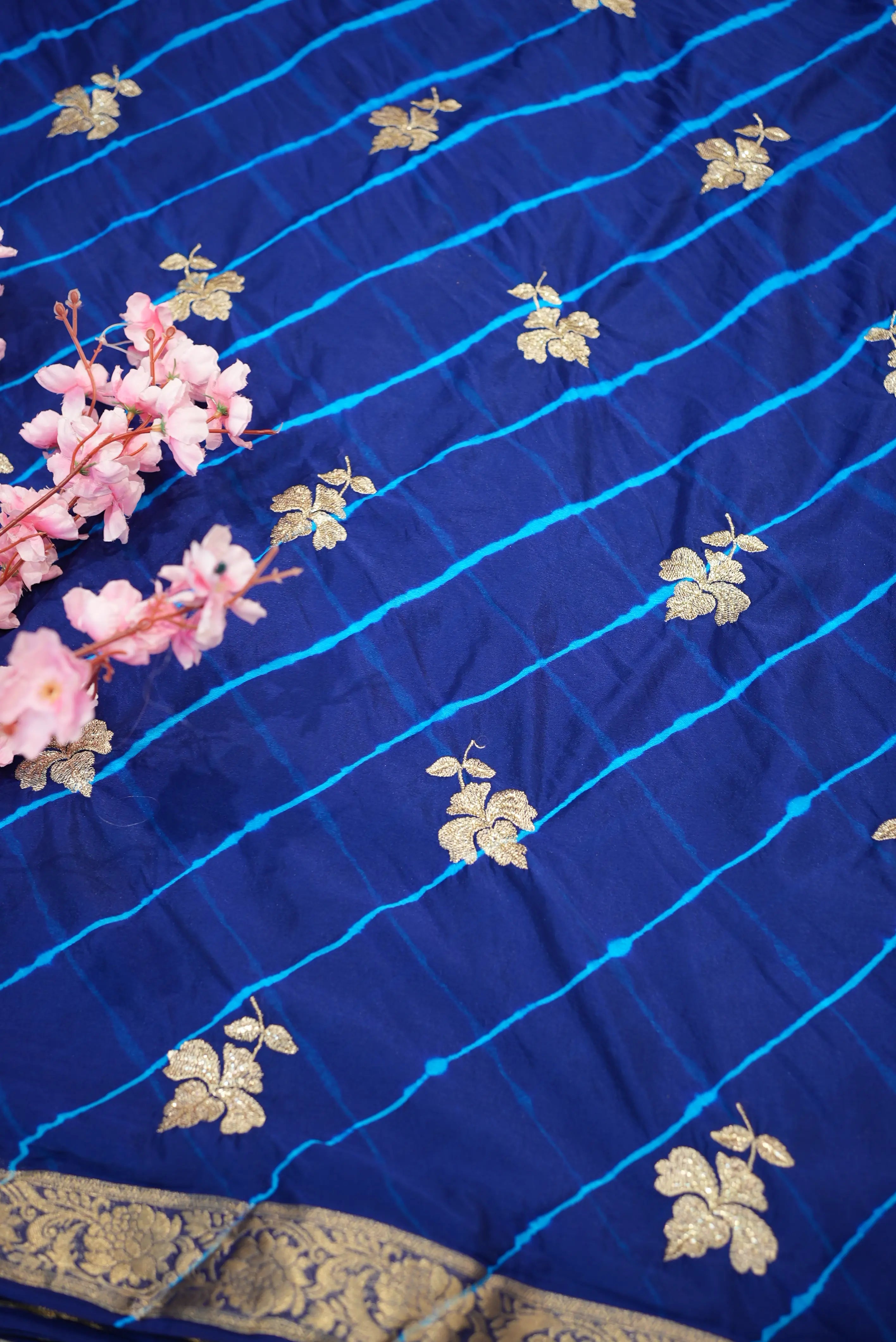 Royal Chinon Leheriya Saree in Two Designs (With Blouse)