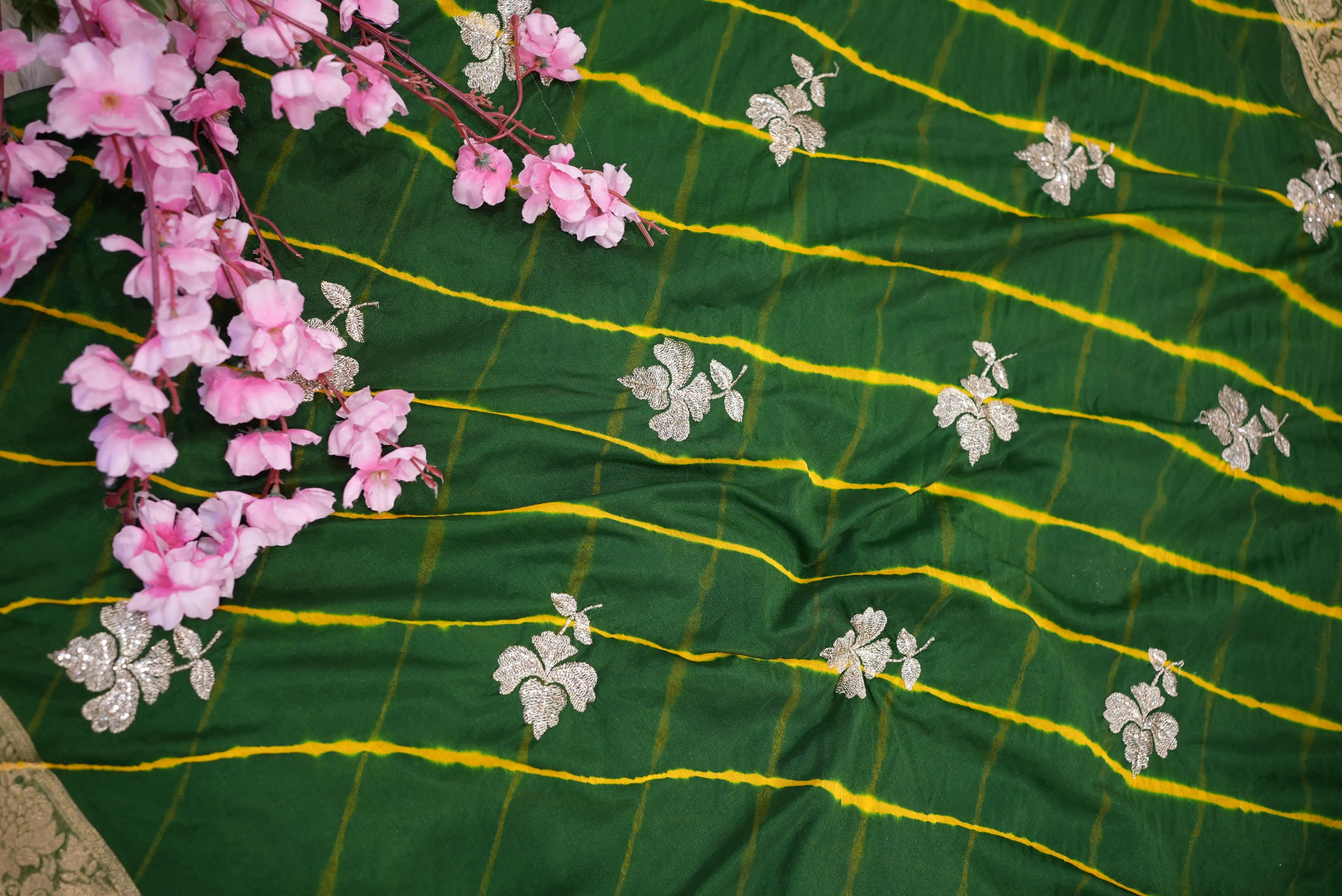 Royal Chinon Leheriya Saree in Two Designs (With Blouse)