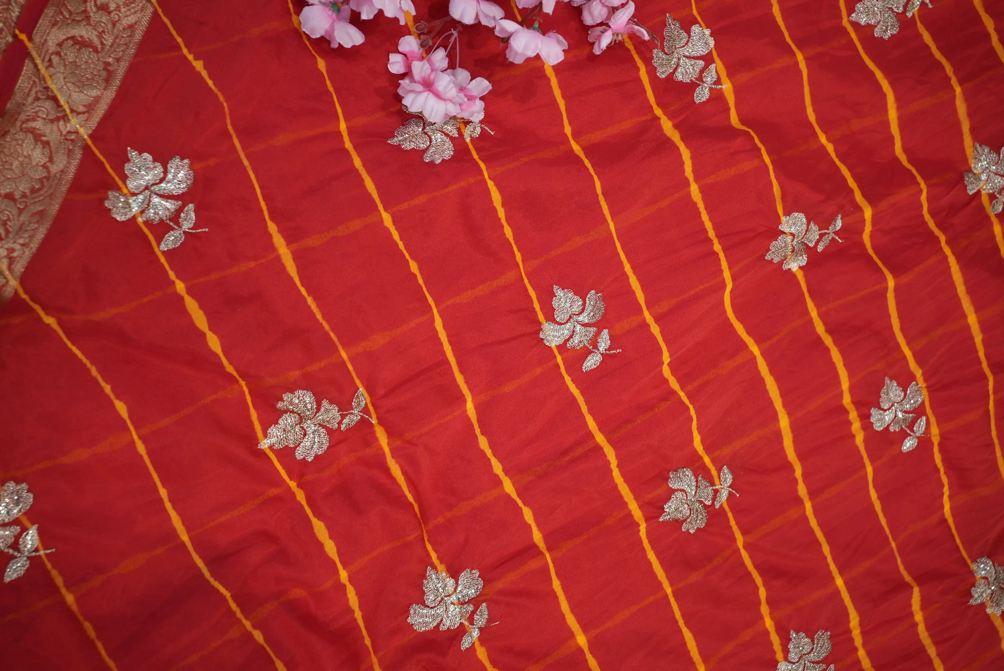 Royal Chinon Leheriya Saree in Two Designs (With Blouse)