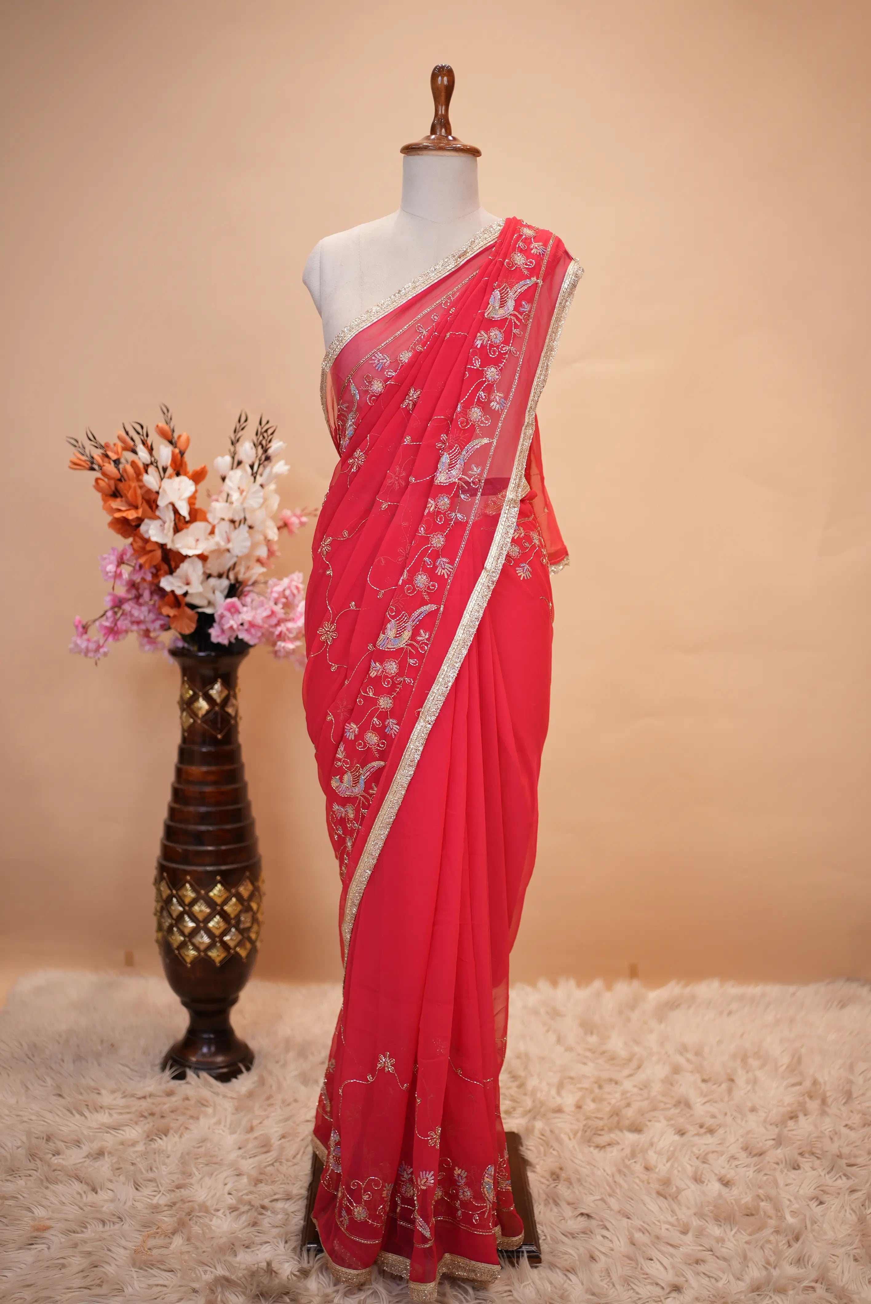 Royal Georgette Darbari Saree With Sequence & Cutdana Work (With Blouse)