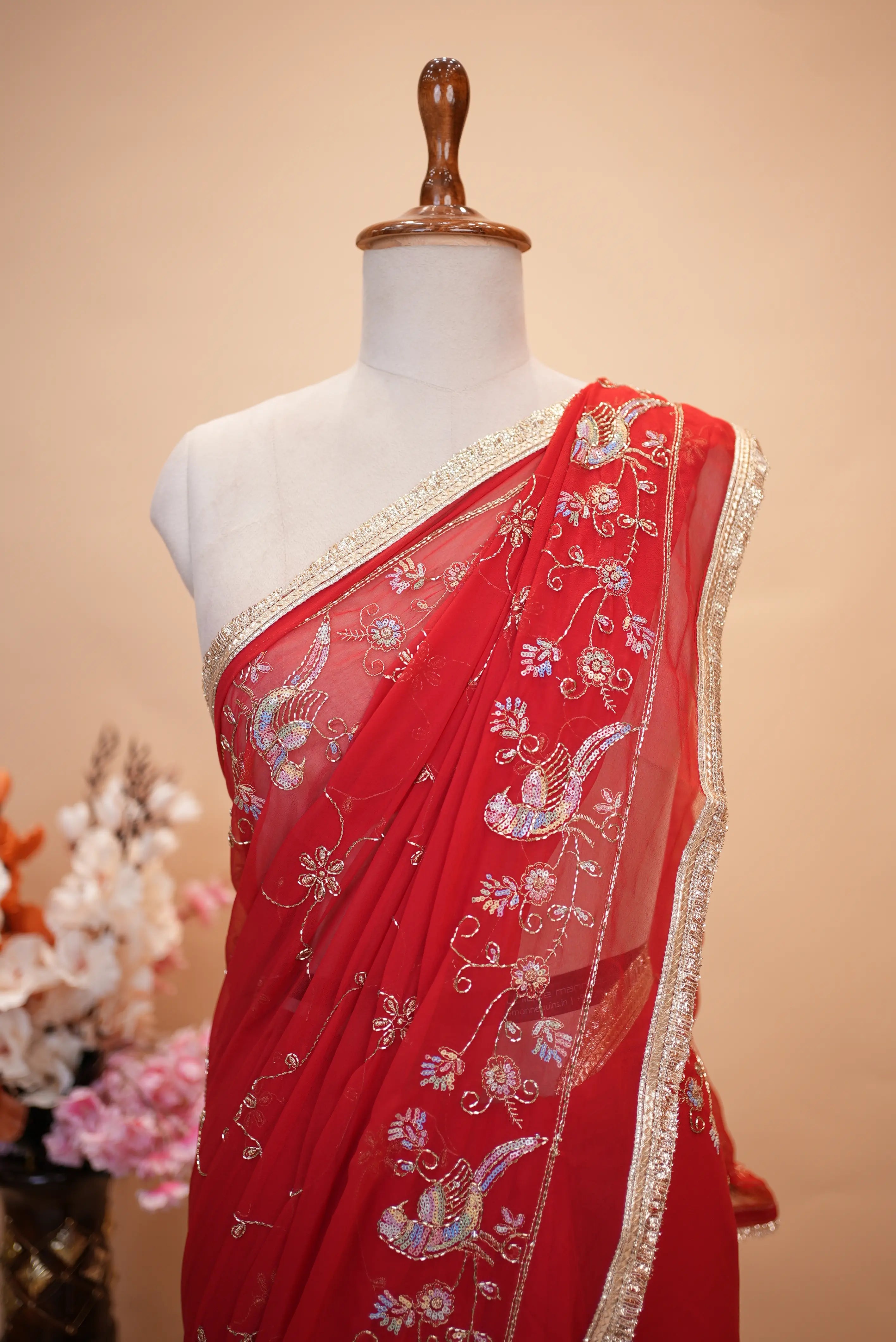 Royal Georgette Darbari Saree With Sequence & Cutdana Work (With Blouse)