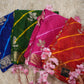 ROYAL CHINON FABRIC LEHERIYA SAREEE IN TWO DIFFERENT DESIGN (WITH  BLOUSE) ##SR0244