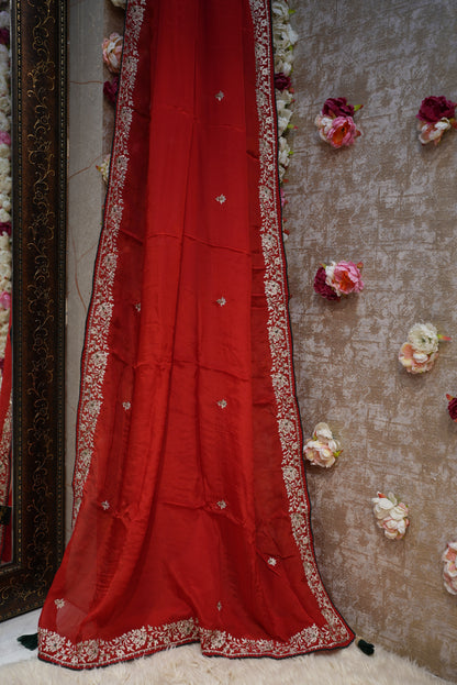 BORDER PATTERN SAREE WITH VINTAGE WORK (with Blouse ) ##SR0243