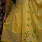 MALKCOTTON FABRIC 3- PIECE SUIT WITH EMBROIDERY WORK WITH BRUSH PAINTINGDUPATTA (YELLOW) ##SP080